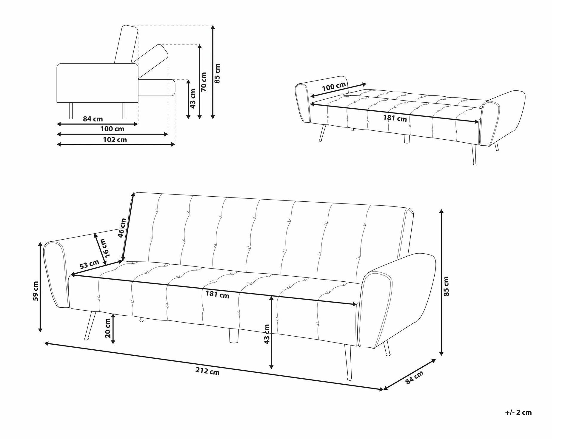 Sofa na razvlačenje Berwyn 1560 (Plava)