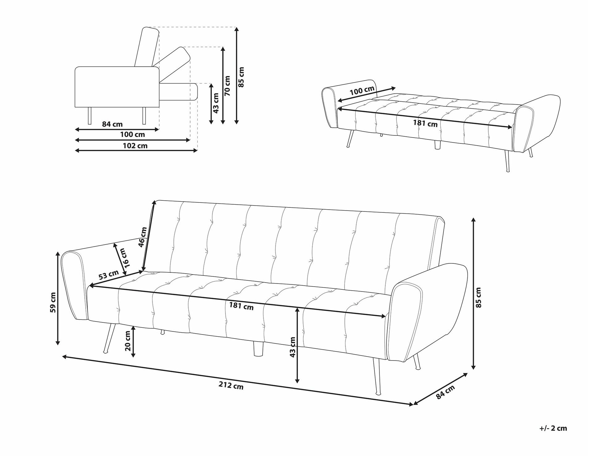 Sofa na razvlačenje Berwyn 1560 (Zelena)