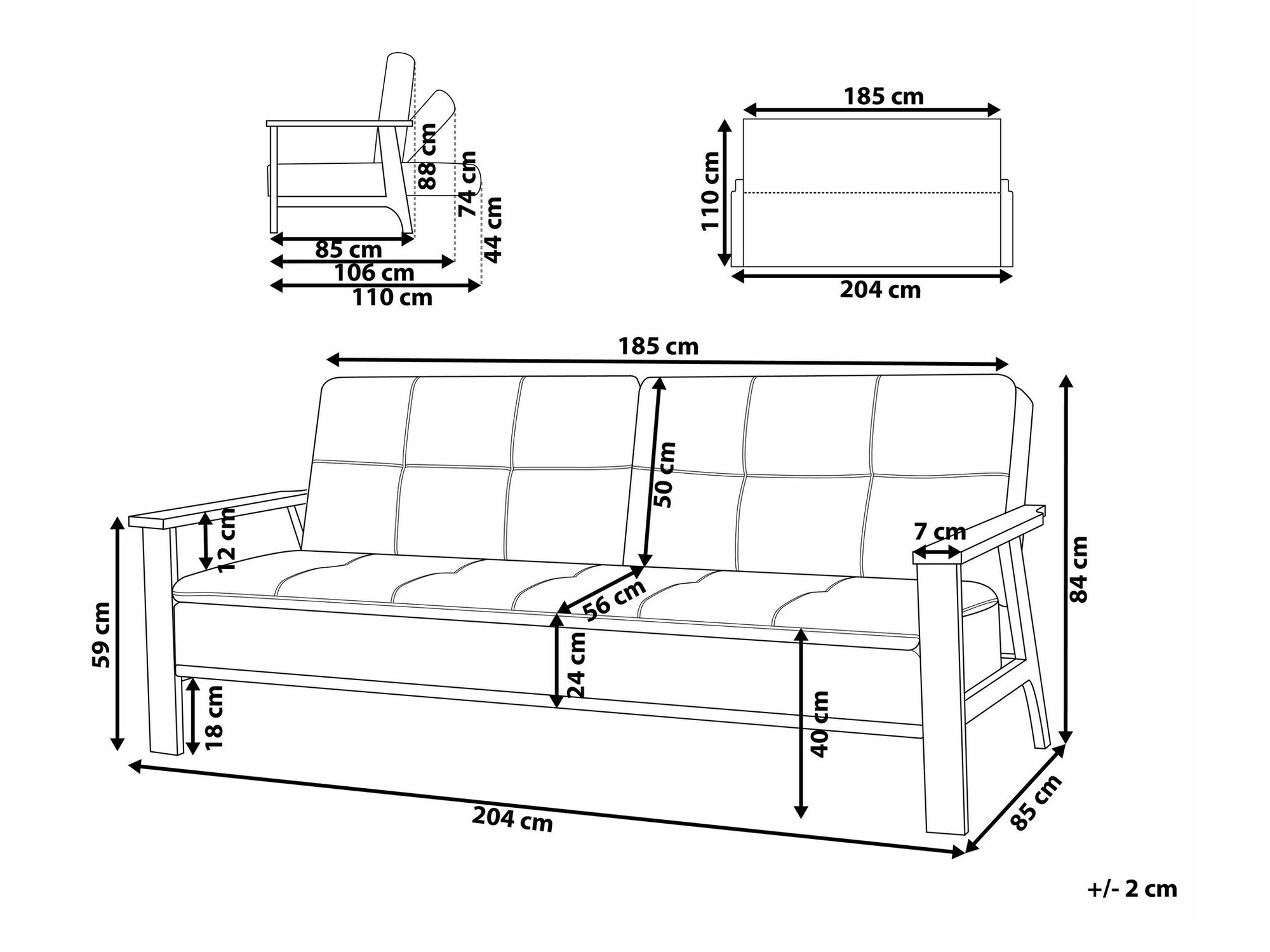 Sofa na razvlačenje Berwyn 1563 (Tamnosiva)