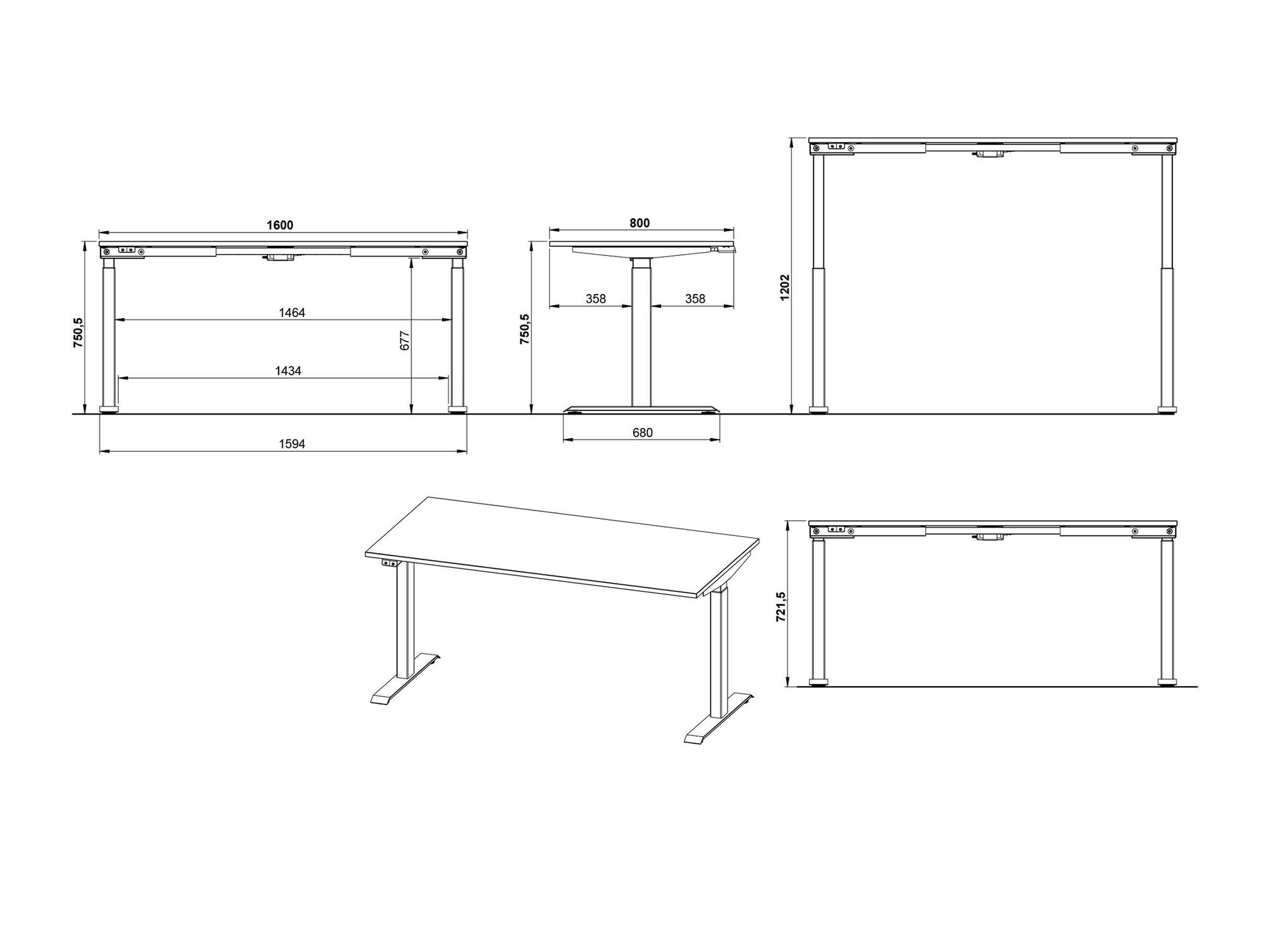 Sto sa podesivom visinom Sacramento 416 (Graphite + Belo)