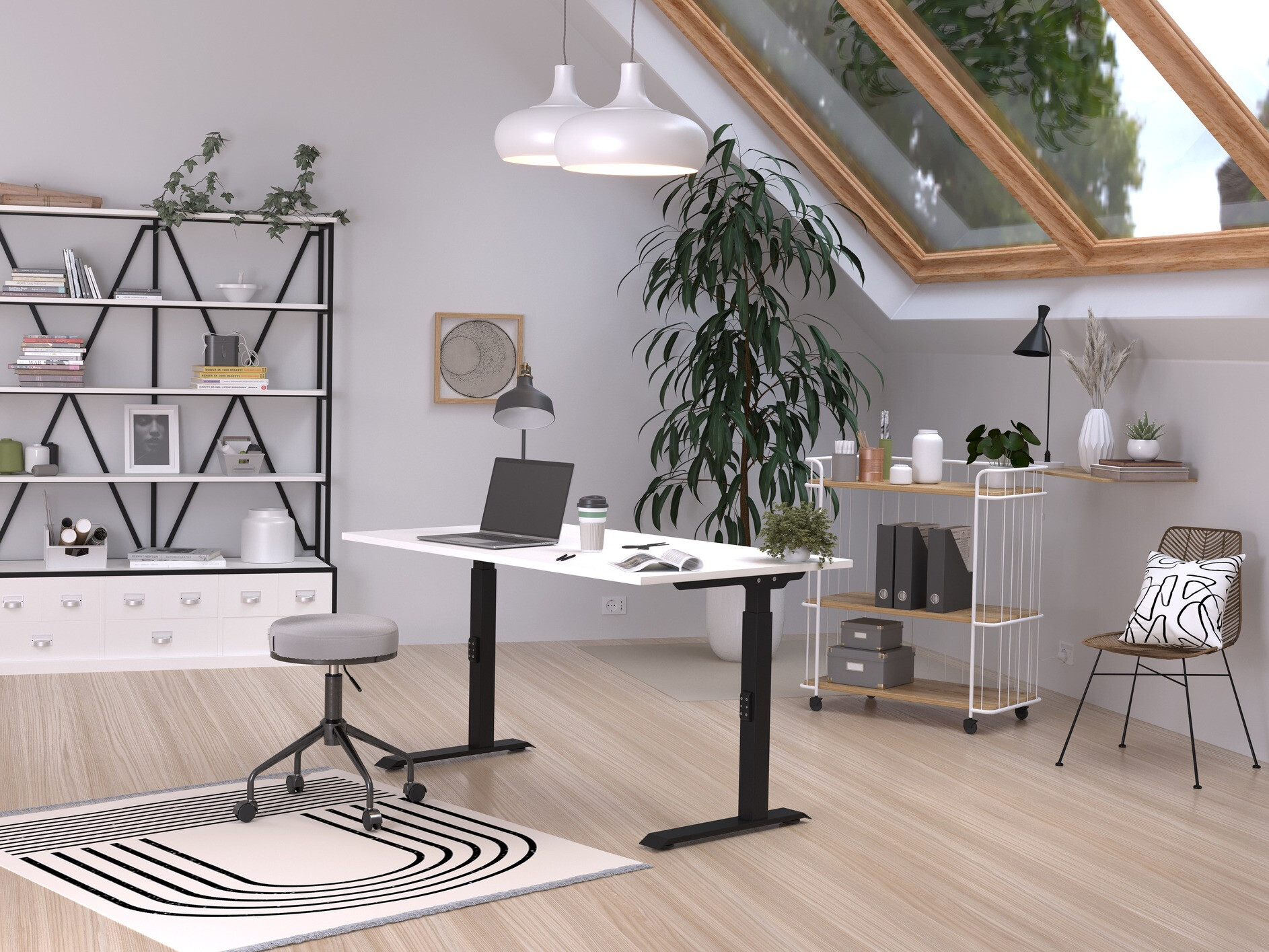 Kancelarijski sto Sacramento 419 (Belo + Crno)