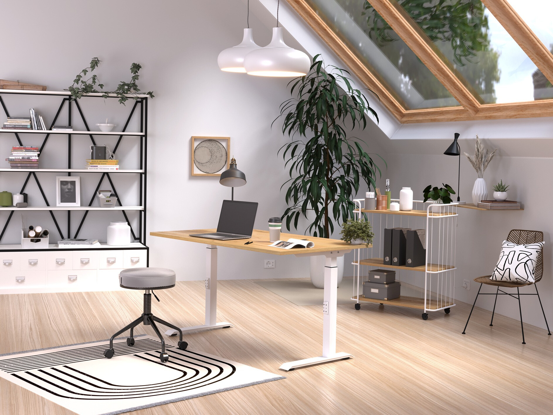 Kancelarijski sto Sacramento 419 (Navarra hrast + Belo)