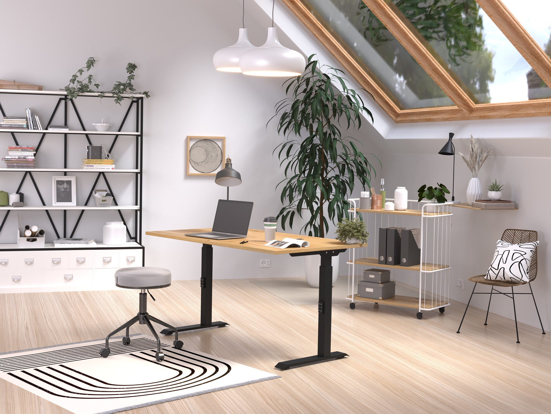 Kancelarijski sto Sacramento 419 (Navarra hrast + Crno)