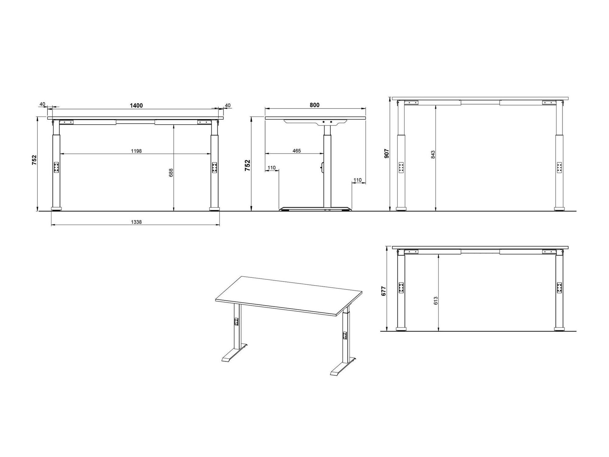 Kancelarijski sto Sacramento 419 (Sivo + Belo)