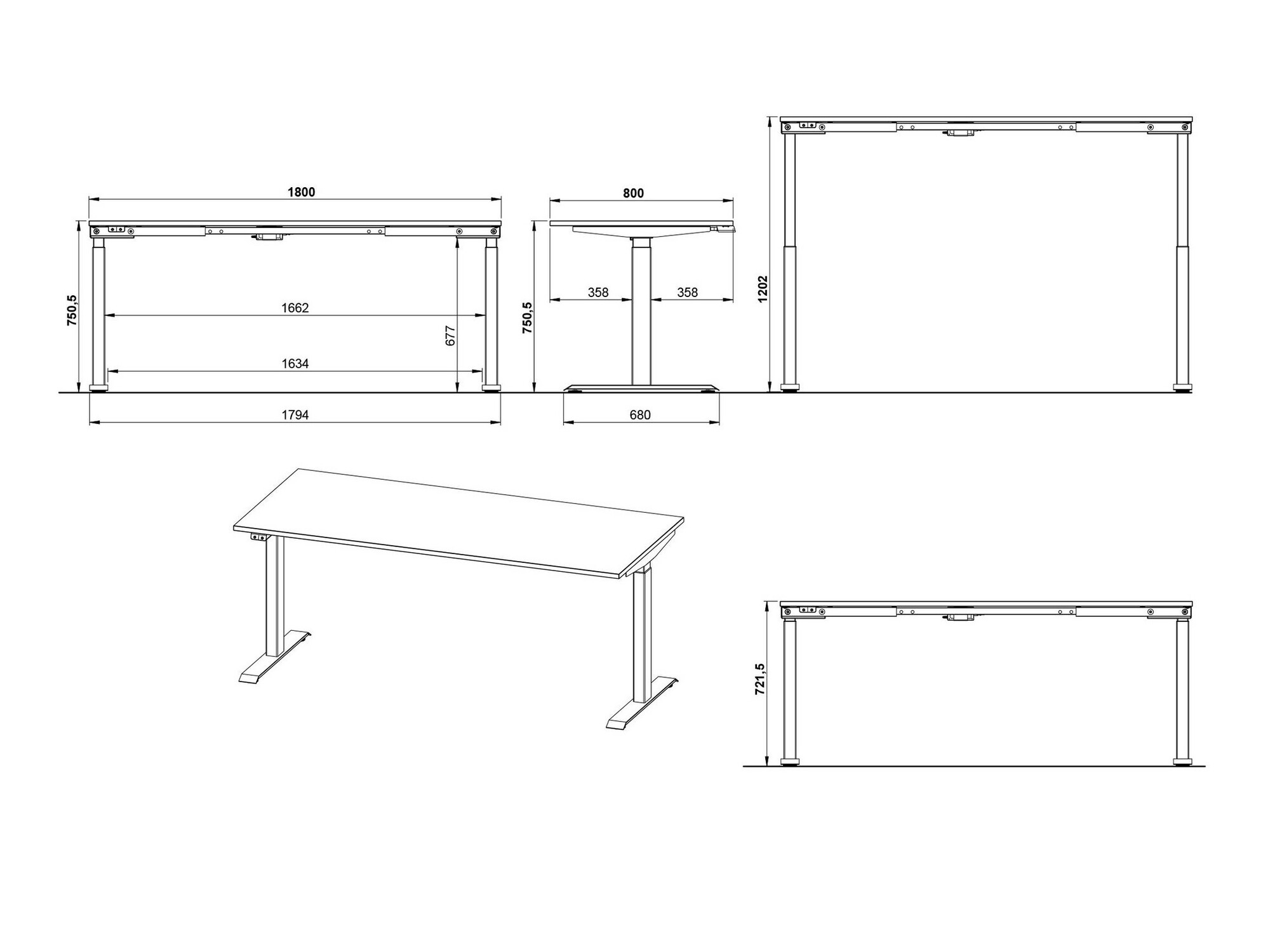 Sto sa podesivom visinom Sacramento 418 (Grafit + Belo)