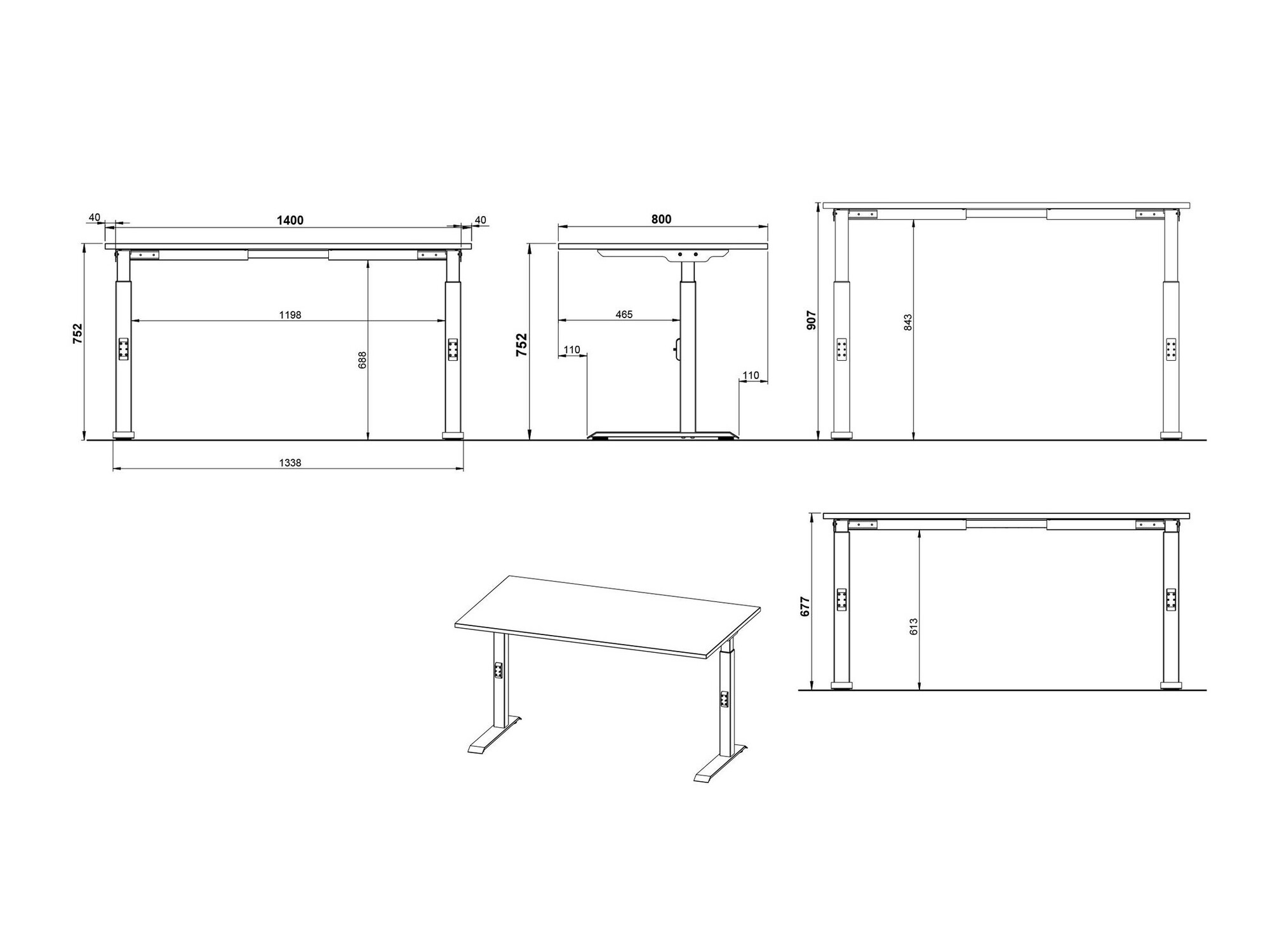 Kancelarijski sto Sacramento 419 (Graphite + Belo)