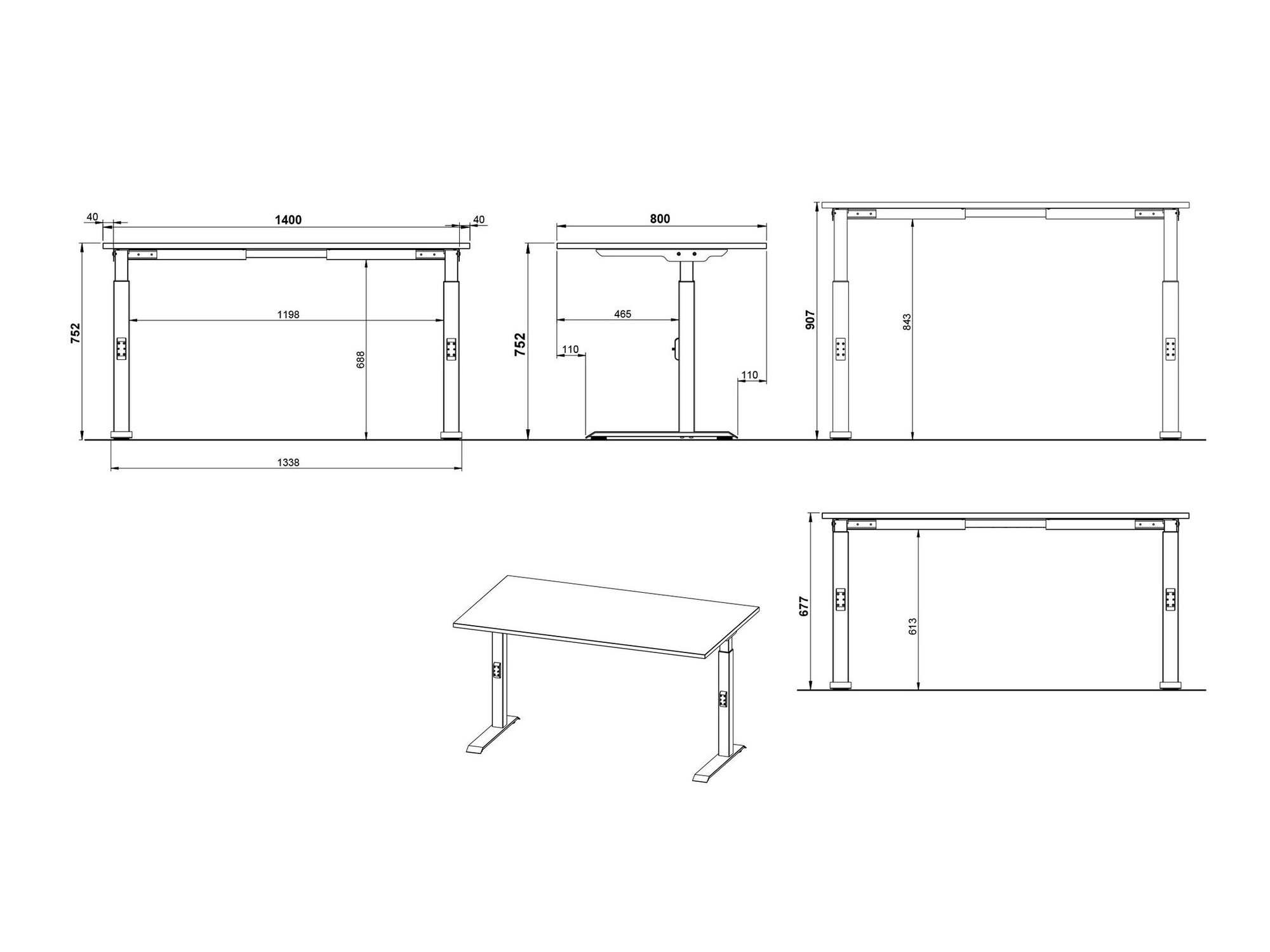 Kancelarijski sto Sacramento 419 (Navarra hrast + Crno)