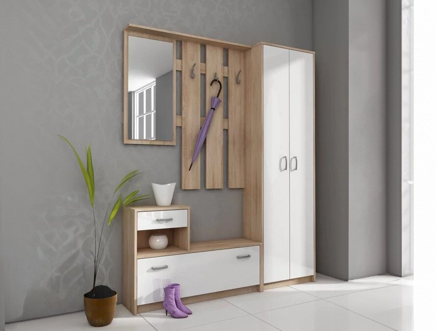 Set za hodnik Gilroy 106 (Sonoma hrast + Belo)