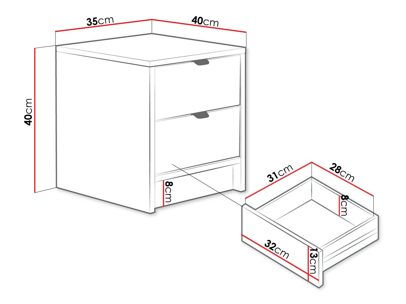 Noćni ormarić Comfivo Larmire 106 (Belo)