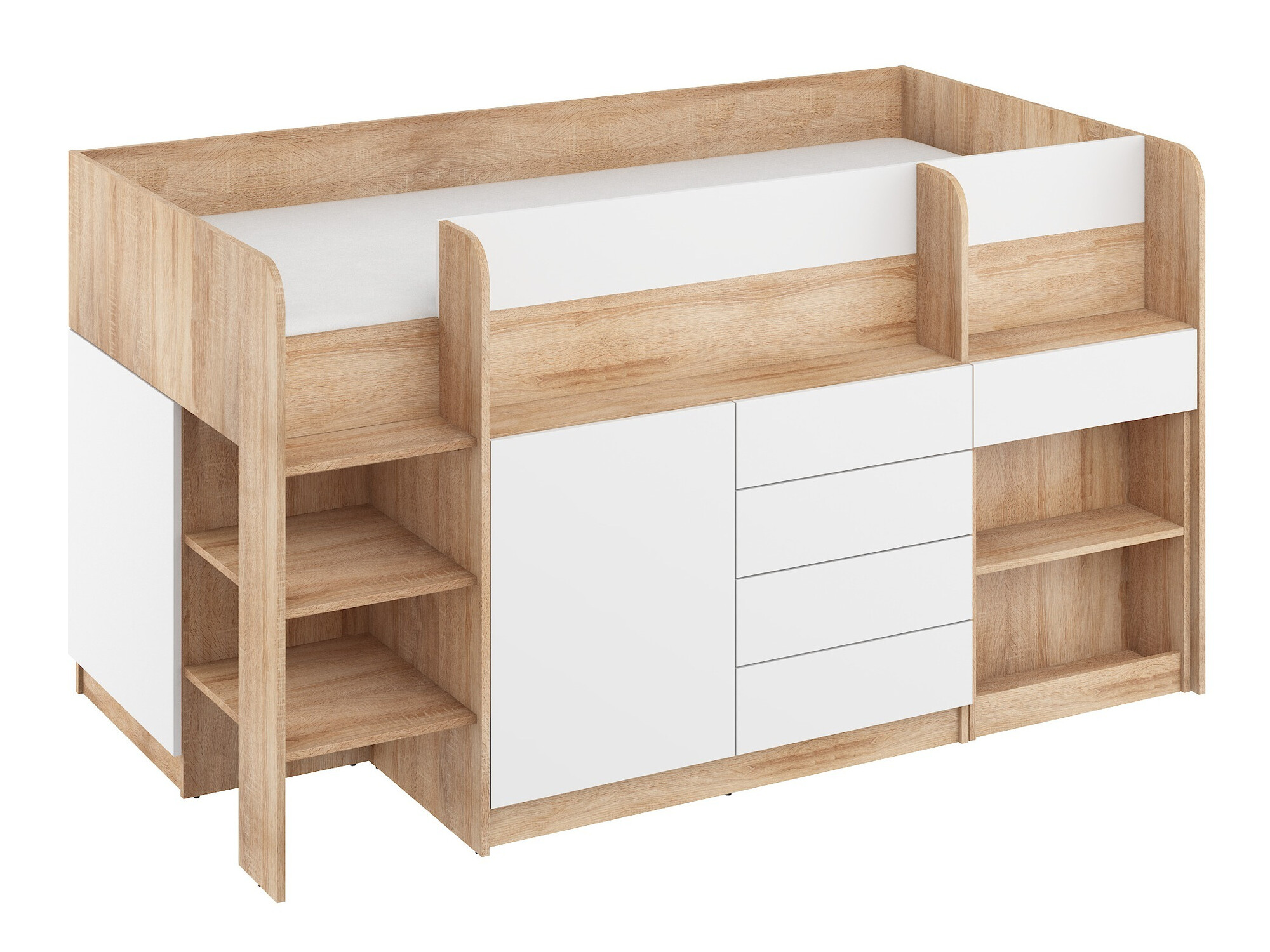 Izdignuti krevet Gilroy 116 (Sonoma hrast + Belo)