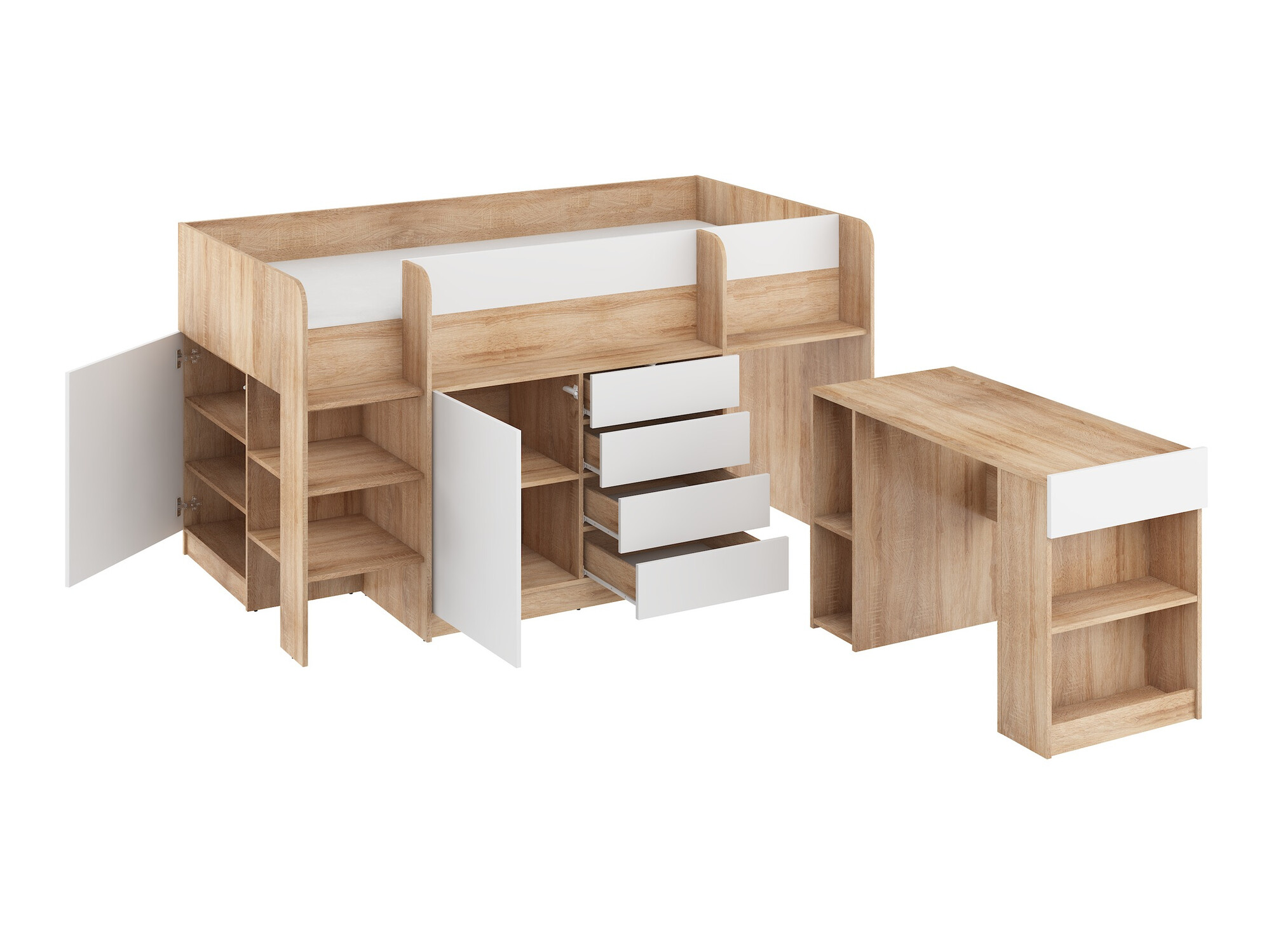 Krevet na sprat Gilroy 116 (Sonoma hrast + Belo)