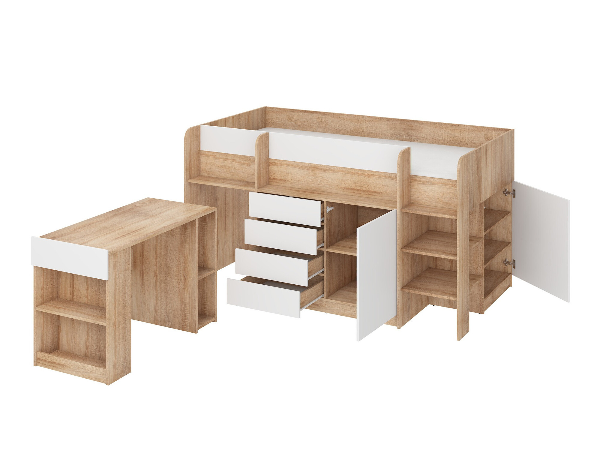 Krevet na sprat Gilroy 116 (Sonoma hrast + Belo)