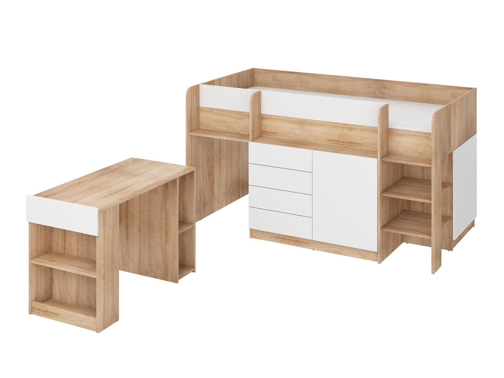 Krevet na sprat Gilroy 116 (Sonoma hrast + Belo)