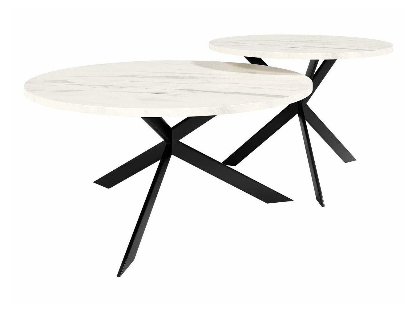 Set stočića za kafu Oswego 108 (Beli mermer + Crno)