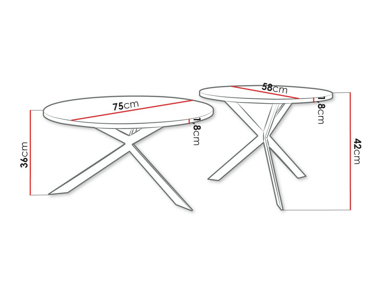 Set stočića za kafu Oswego 108 (Belo + Crno)