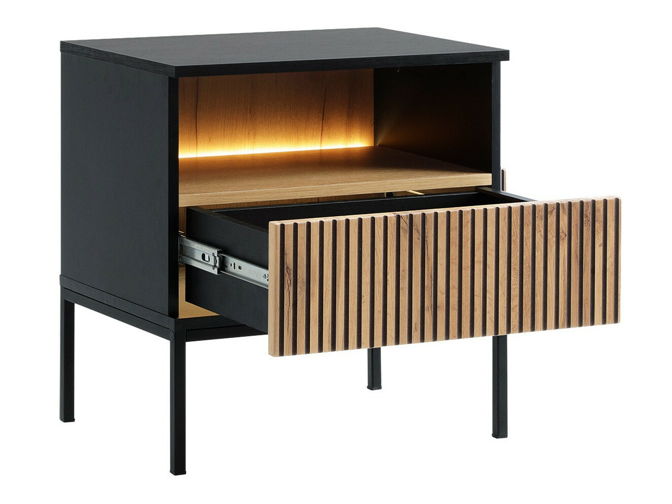 Noćni ormarić Soferi 110 (Crno + Hrast Votan)