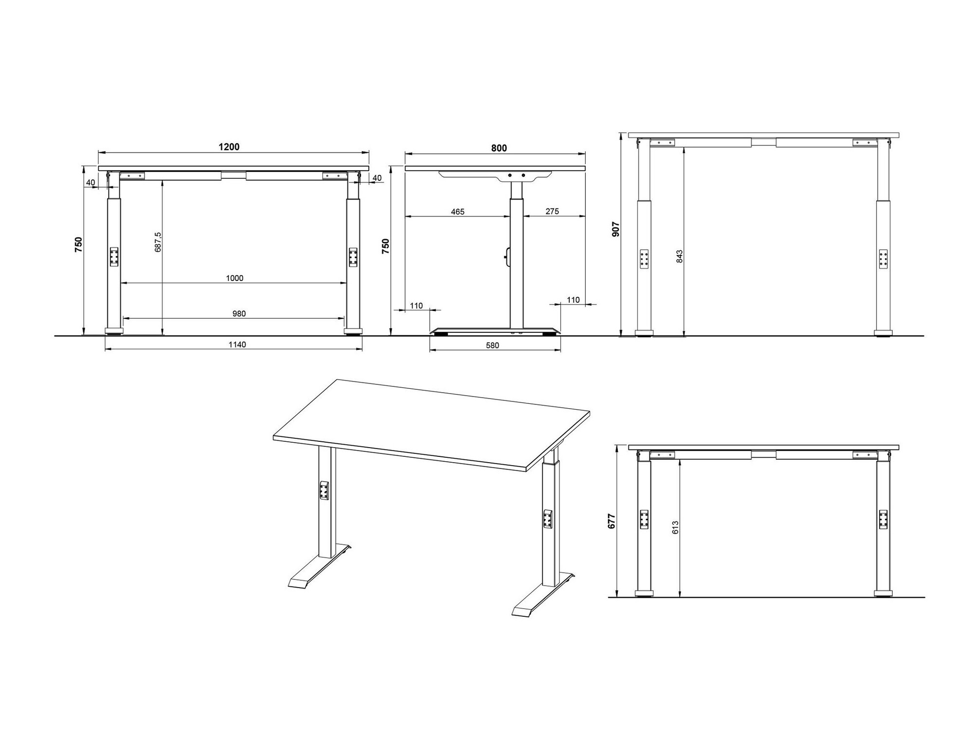 Kancelarijski sto Sacramento 420 (Graphite + Belo)
