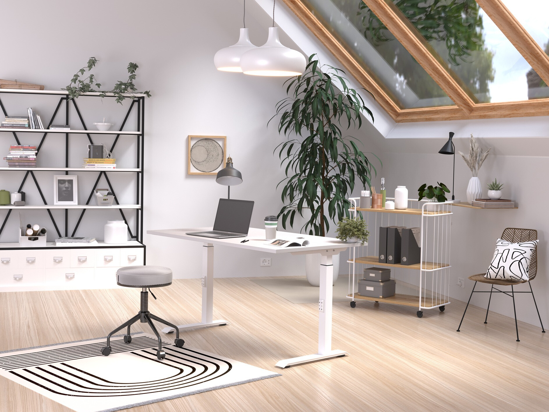 Kancelarijski sto Sacramento 420 (Sivo + Belo)