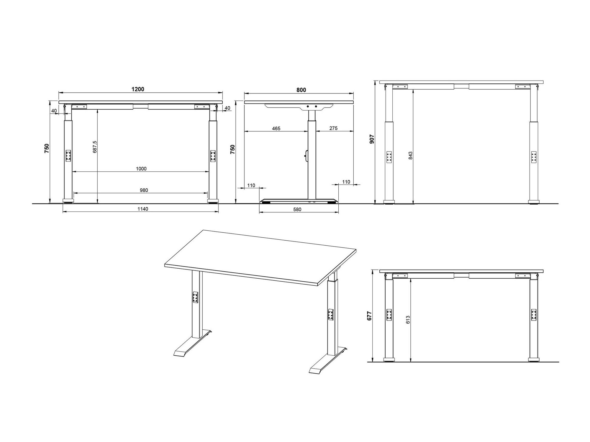 Kancelarijski sto Sacramento 420 (Sivo + Belo)