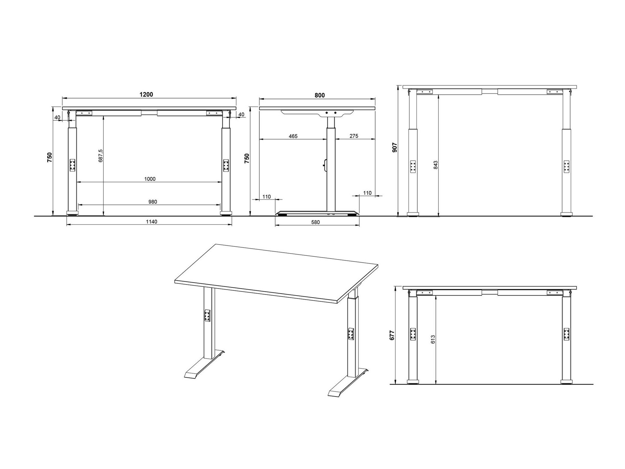 Kancelarijski sto Sacramento 420 (Sivo + Crno)