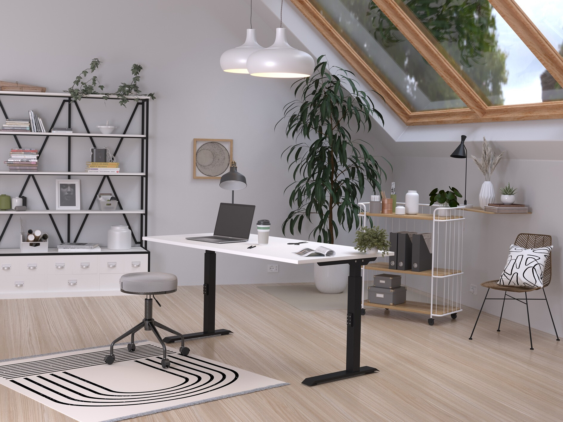 Kancelarijski sto Sacramento 421 (Belo + Crno)