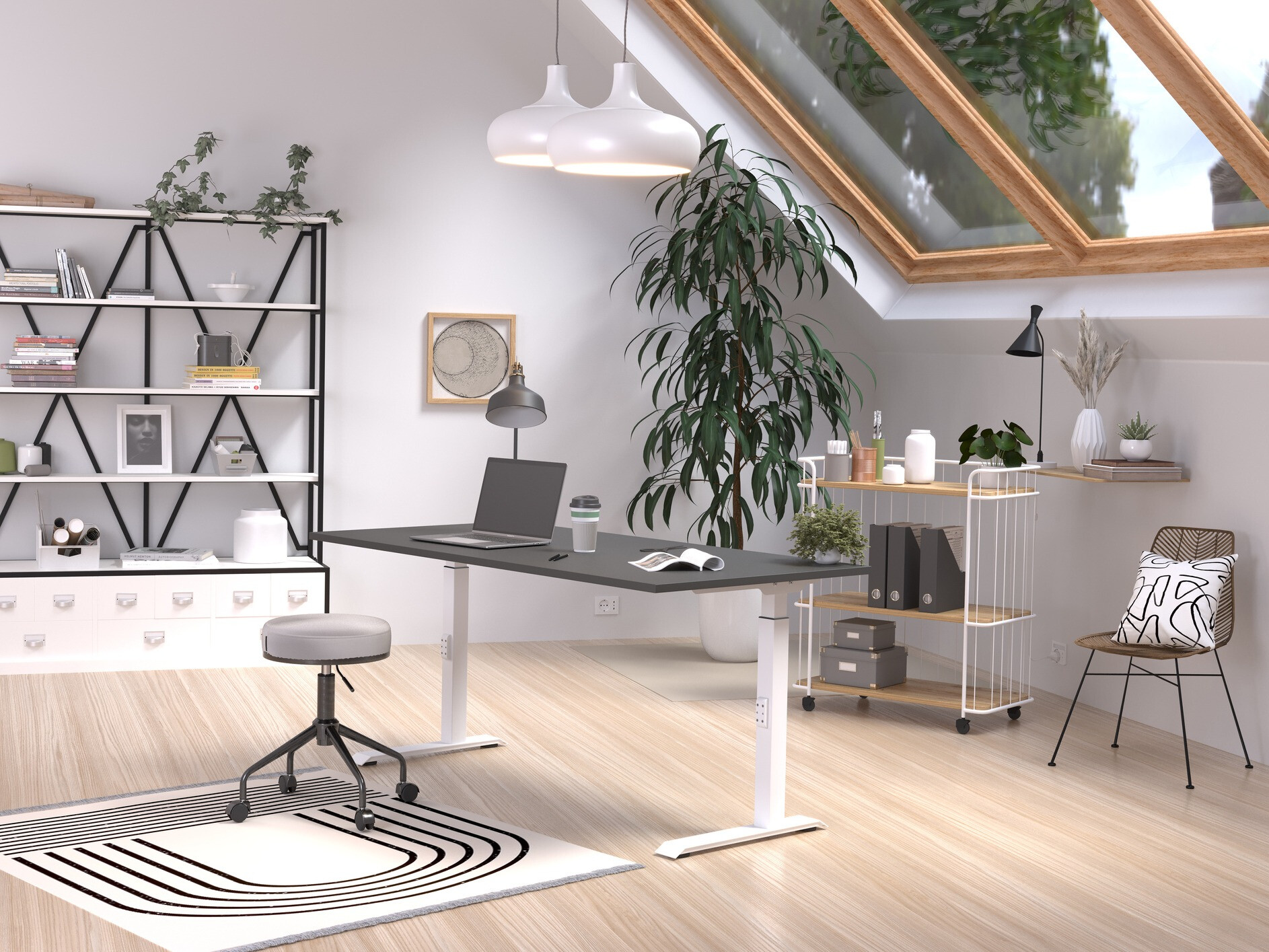 Kancelarijski sto Sacramento 421 (Graphite + Belo)