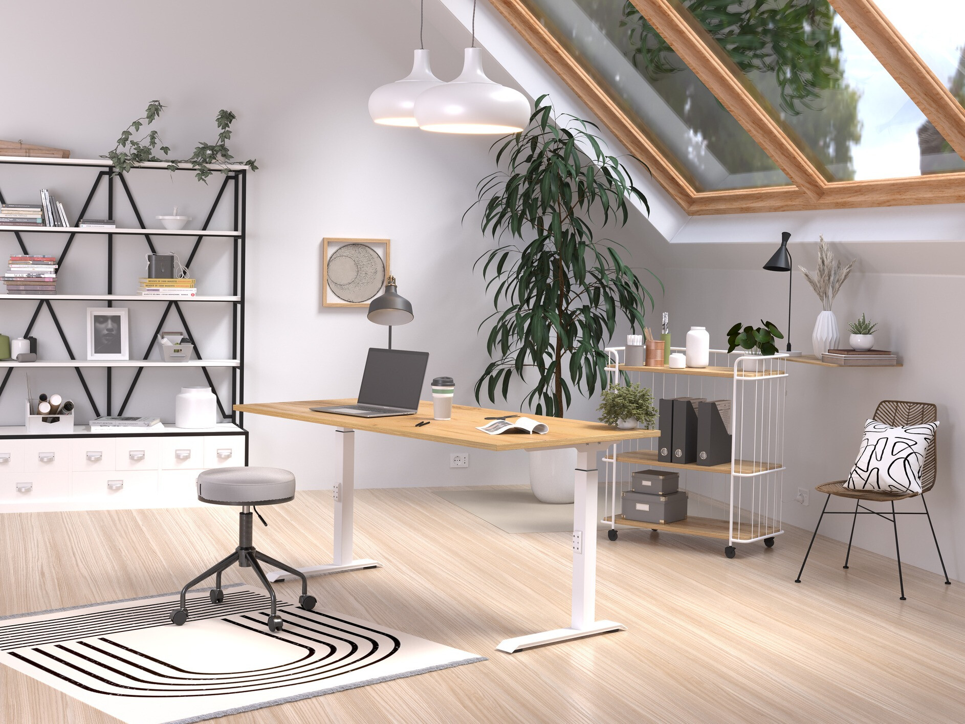 Kancelarijski sto Sacramento 421 (Navarra hrast + Belo)