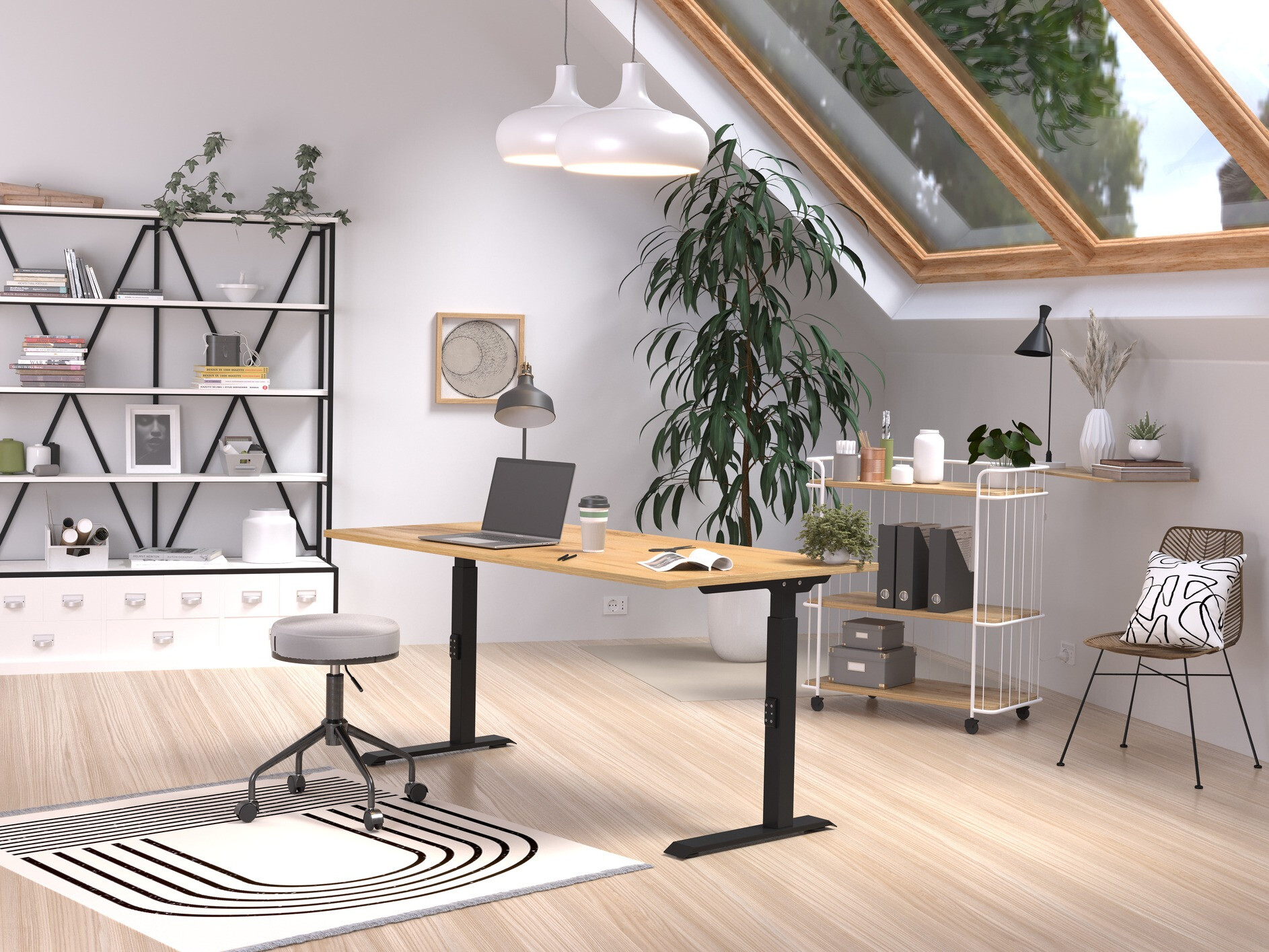 Kancelarijski sto Sacramento 421 (Navarra hrast + Crno)