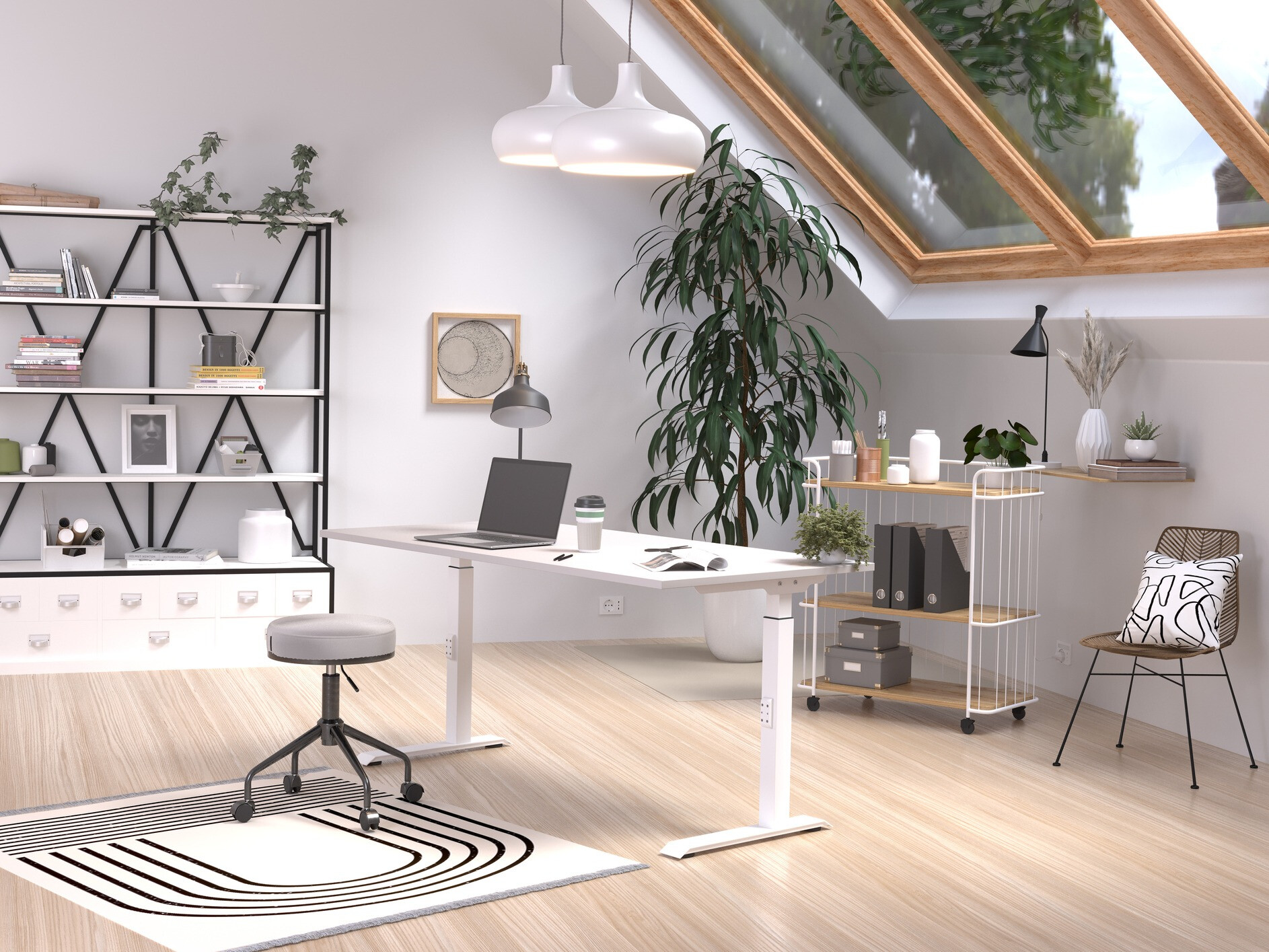 Kancelarijski sto Sacramento 421 (Sivo + Belo)