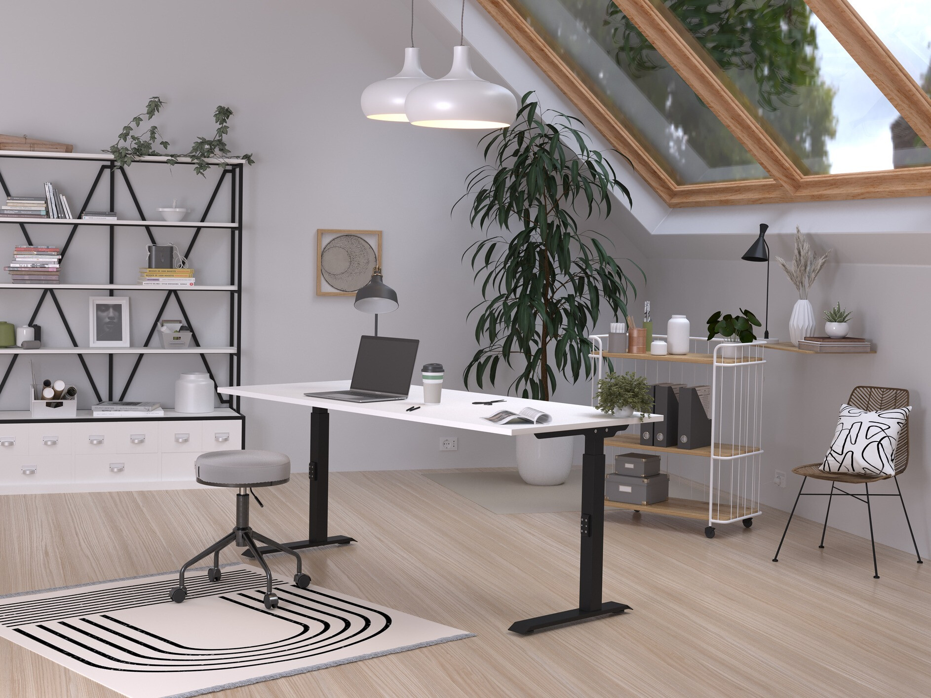 Kancelarijski sto Sacramento 422 (Belo + Crno)