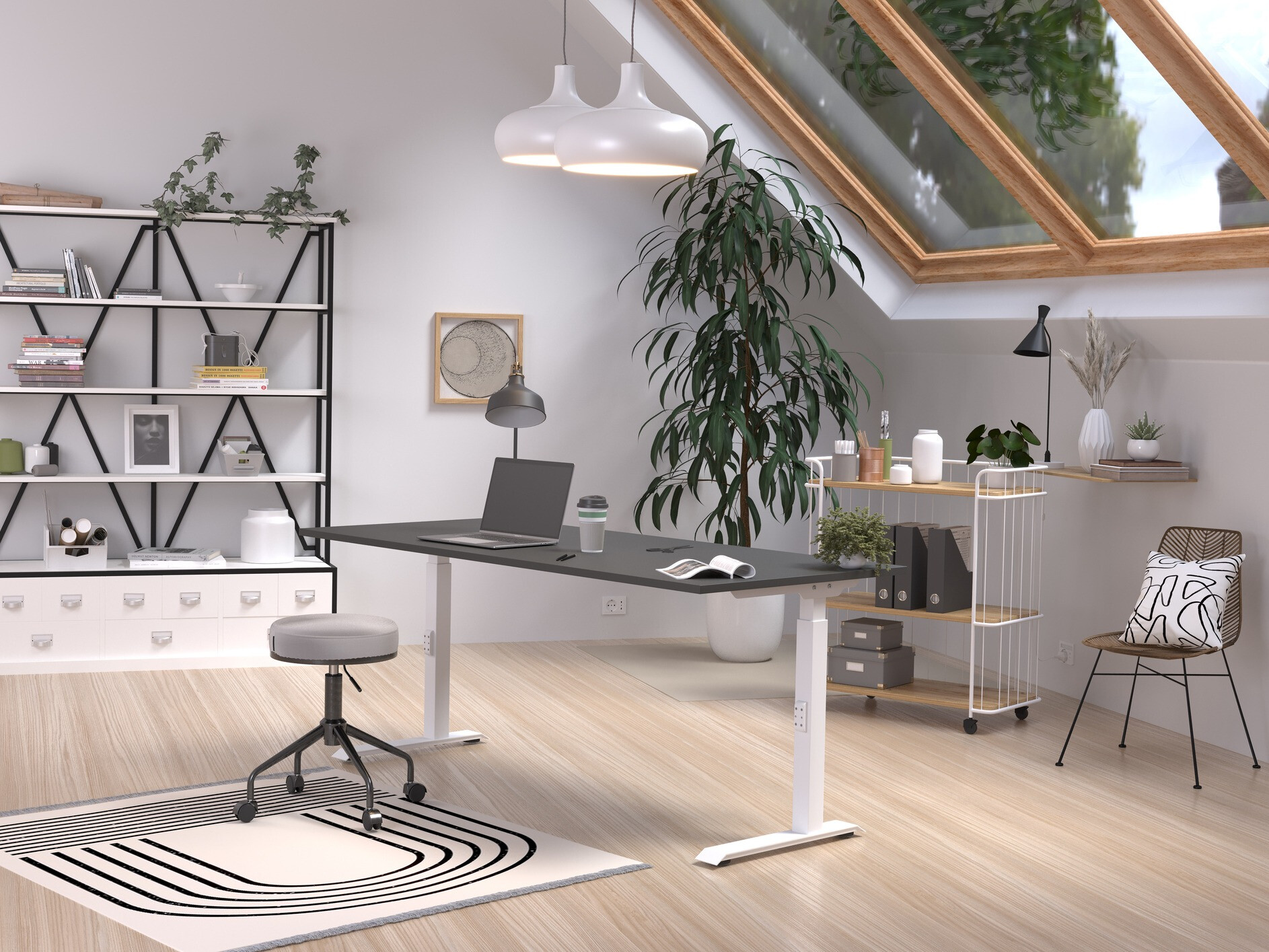 Kancelarijski sto Sacramento 422 (Grafit + Belo)