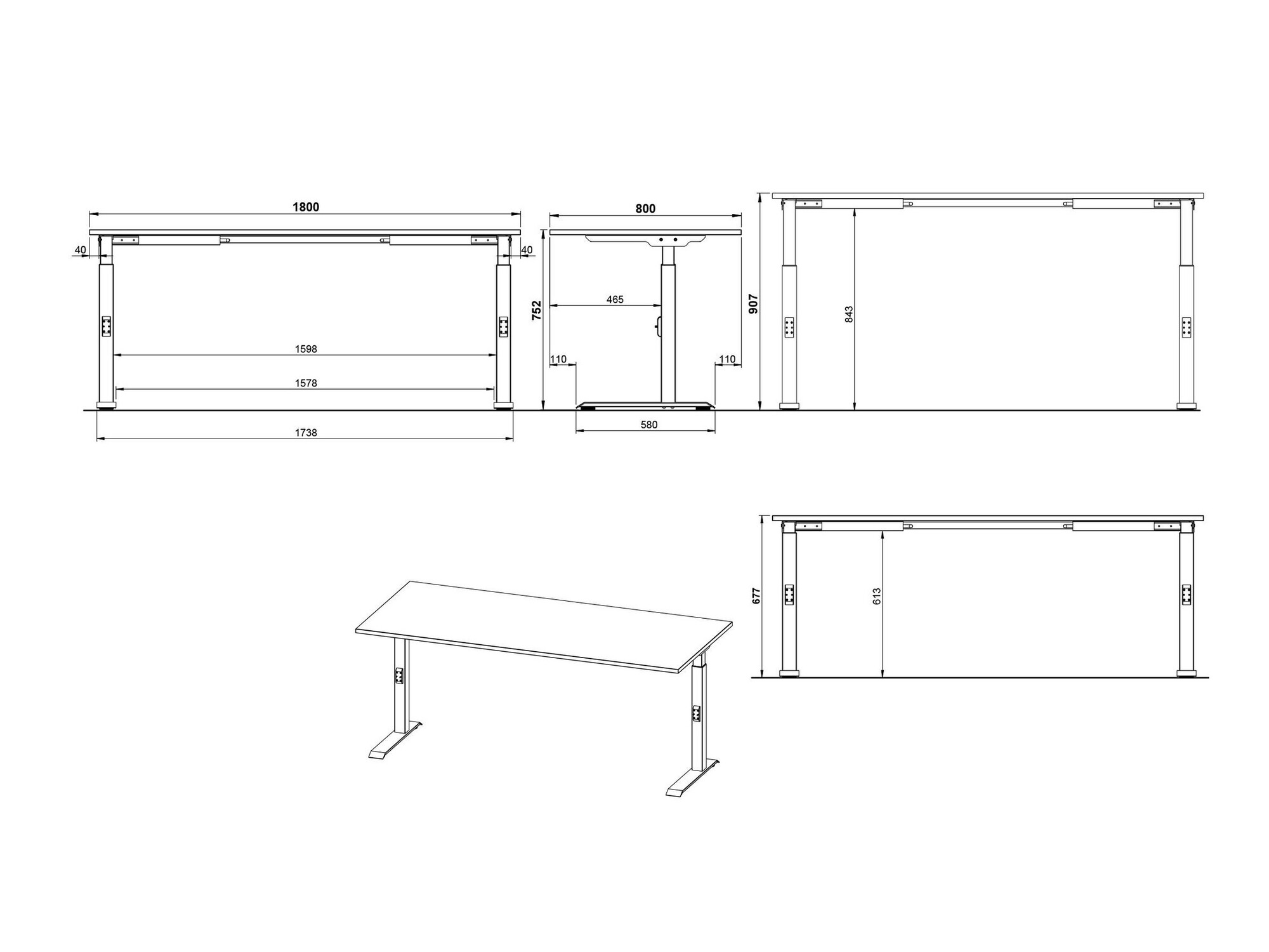 Kancelarijski sto Sacramento 422 (Graphite + Belo)
