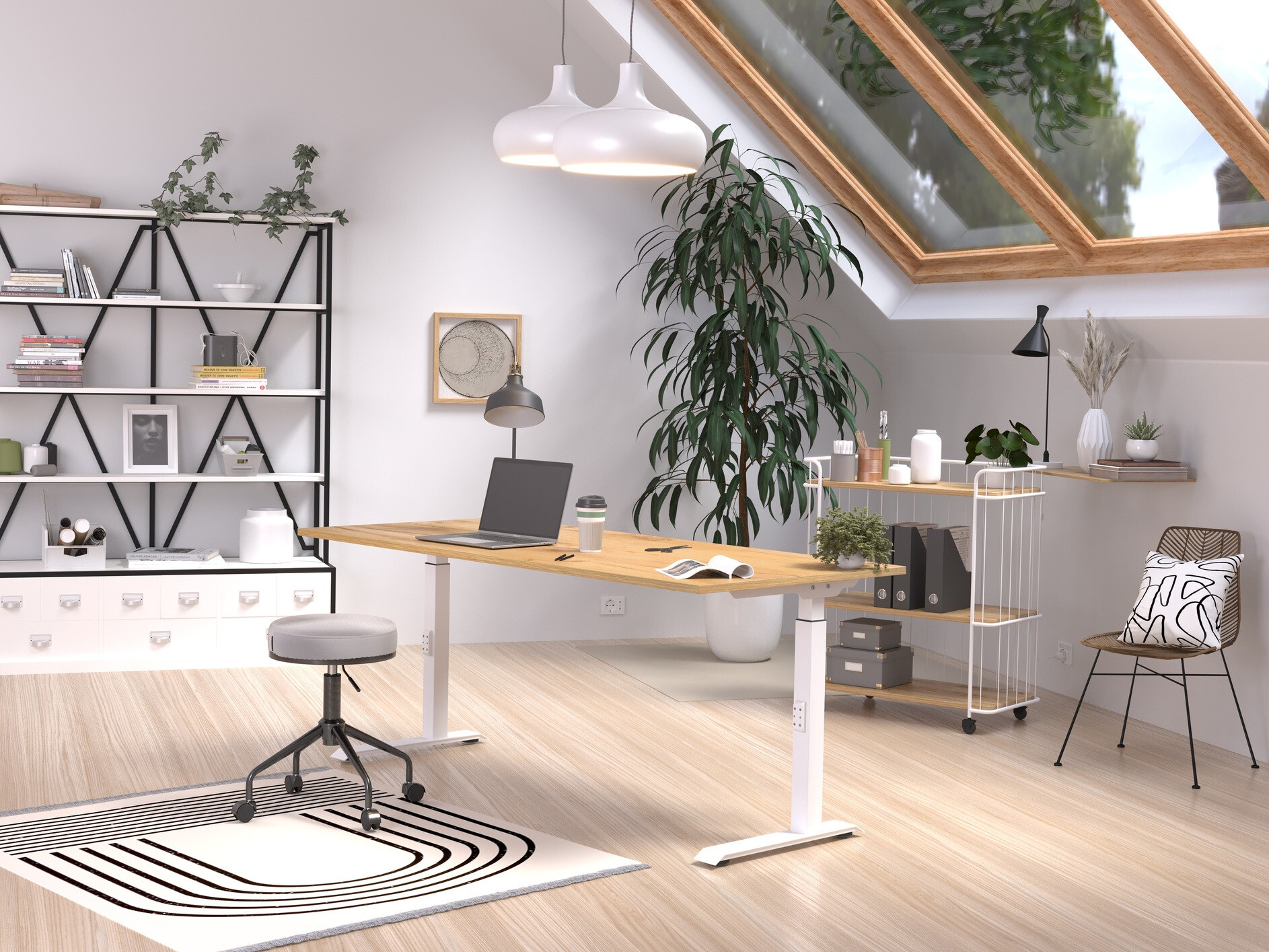 Kancelarijski sto Sacramento 422 (Navarra hrast + Belo)