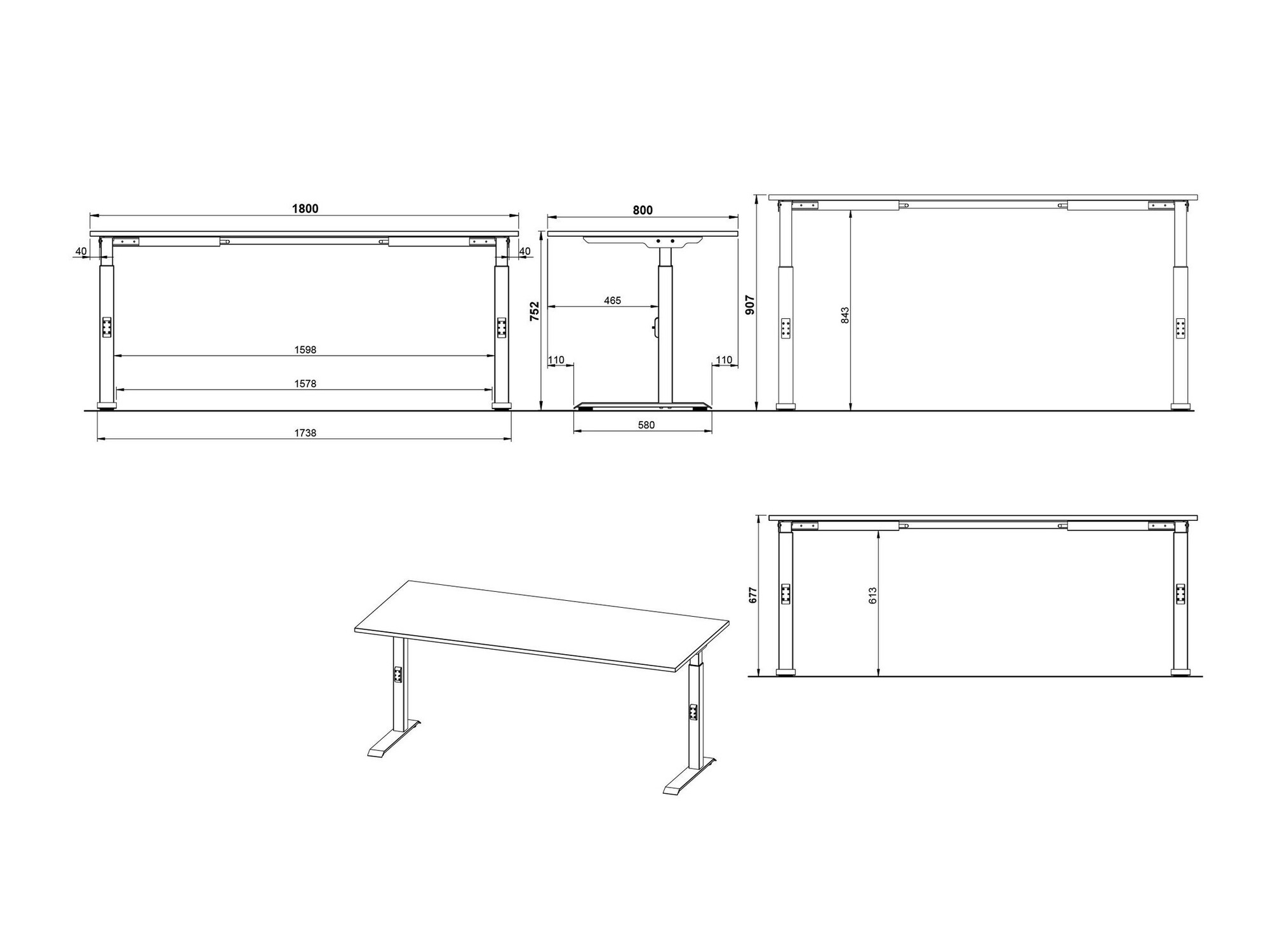 Kancelarijski sto Sacramento 422 (Navarra hrast + Crno)