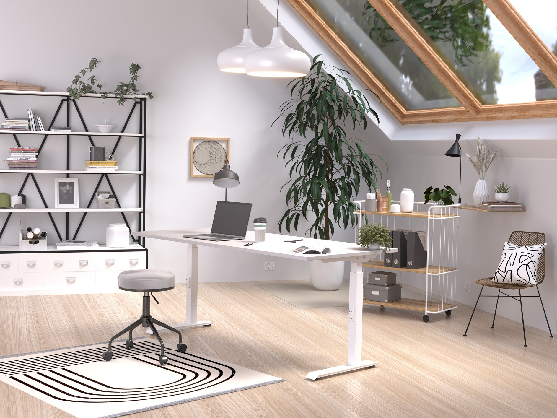 Kancelarijski sto Sacramento 422 (Sivo + Belo)