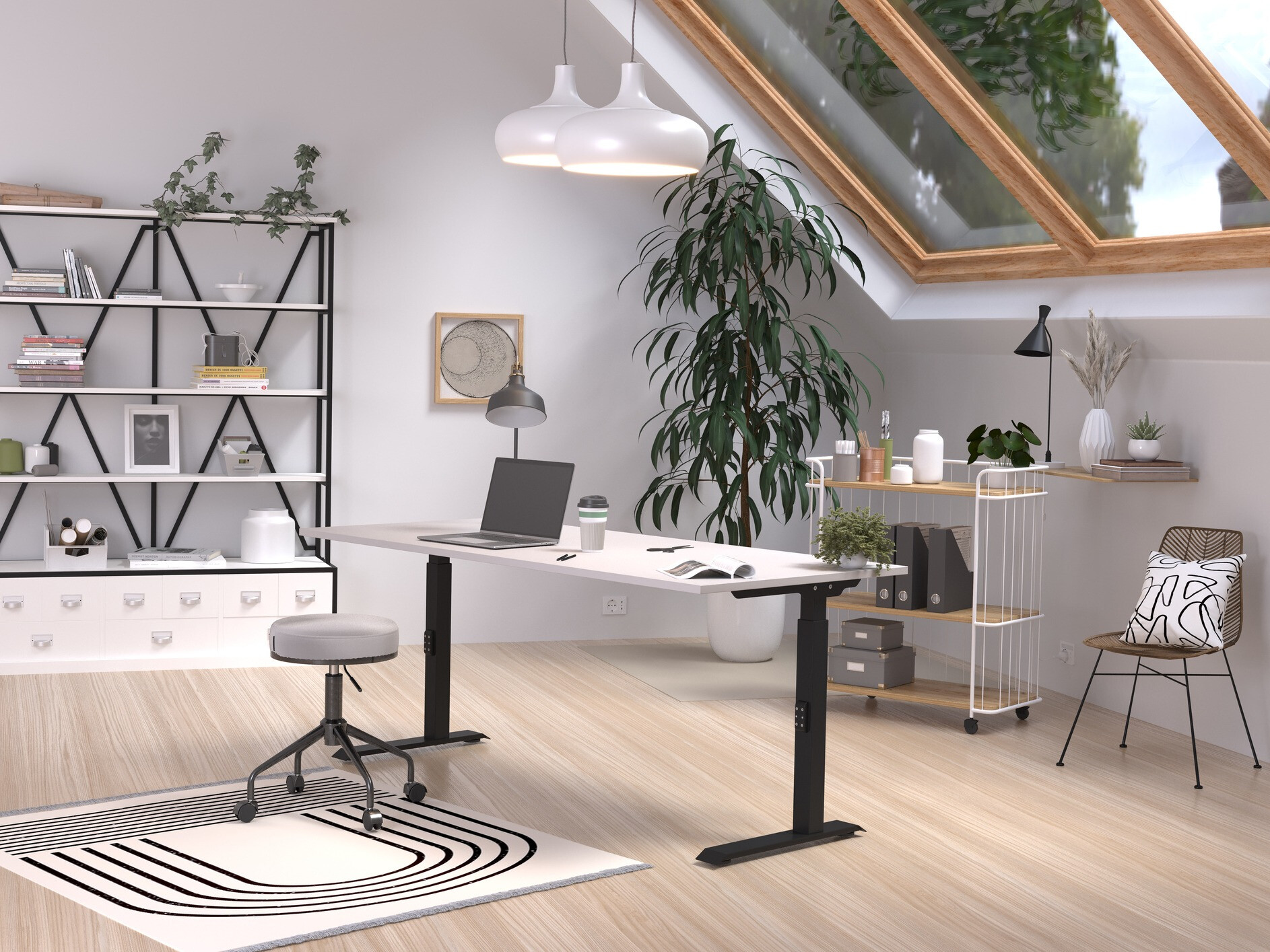 Kancelarijski sto Sacramento 422 (Sivo + Crno)