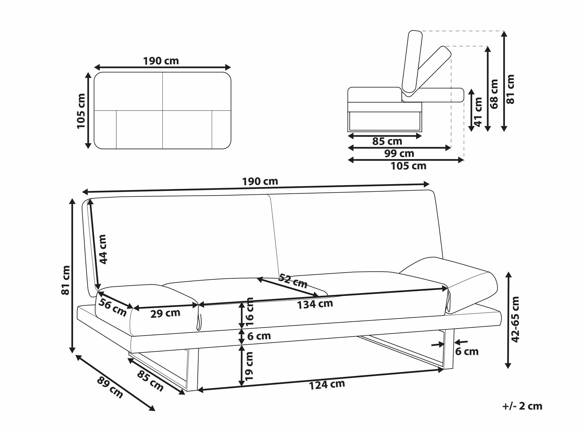 Sofa na razvlačenje Berwyn 1646 (Bež)