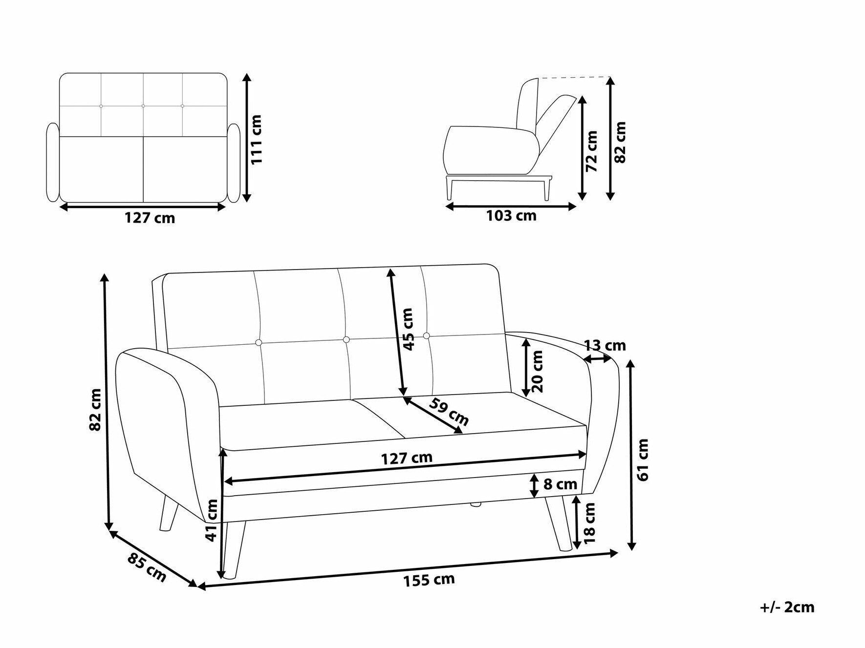 Sofa na razvlačenje Etlivi 103 (Sivo)