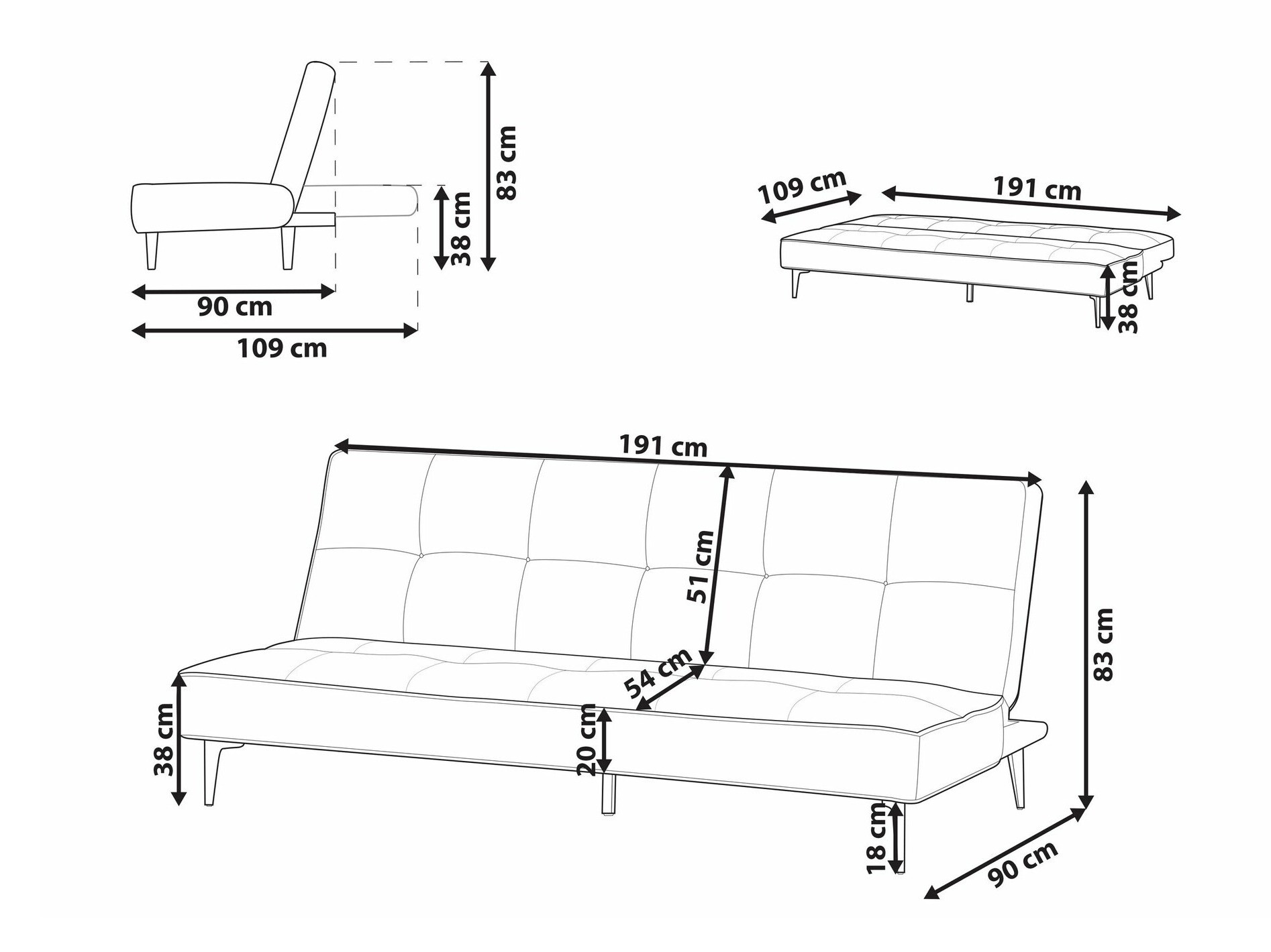 Sofa na razvlačenje Berwyn 1660 (Svetloosiva)