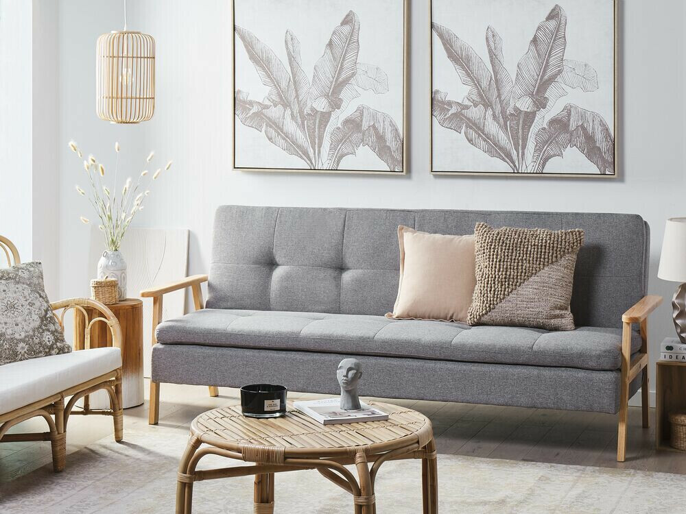 Sofa na razvlačenje Berwyn 2566 (Svetloosiva + Svetlo drvo)