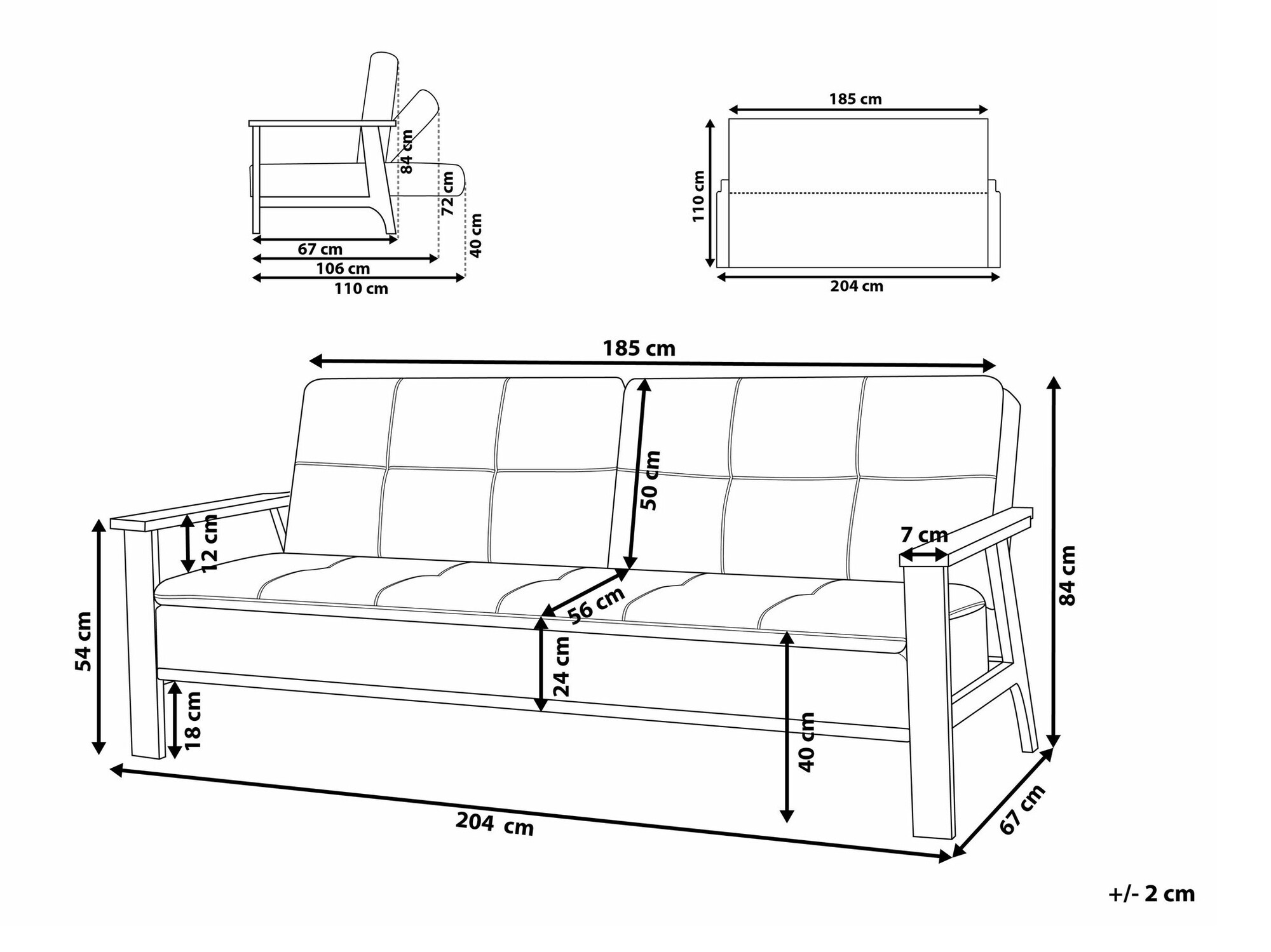 Sofa na razvlačenje Berwyn 2566 (Svetloosiva + Svetlo drvo)