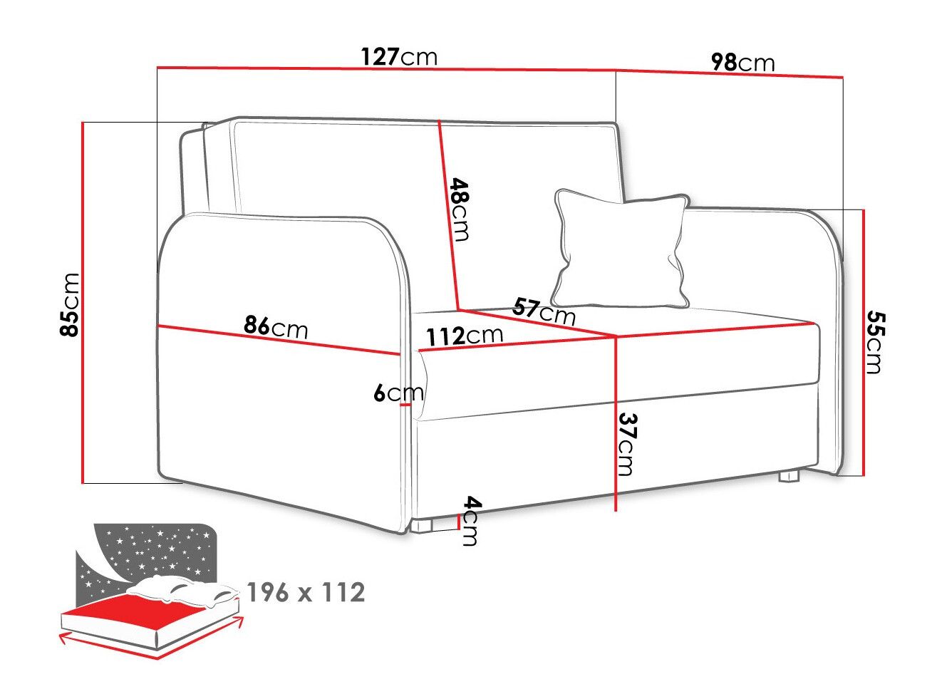 Sofa na razvlačenje Columbus 124 (Mono 235)