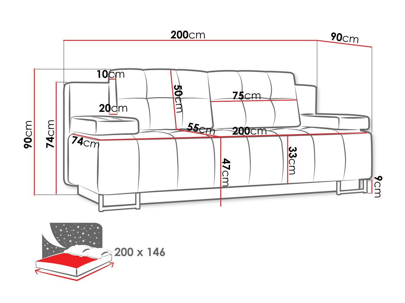 Sofa na razvlačenje Columbus 151 (Lux 05)