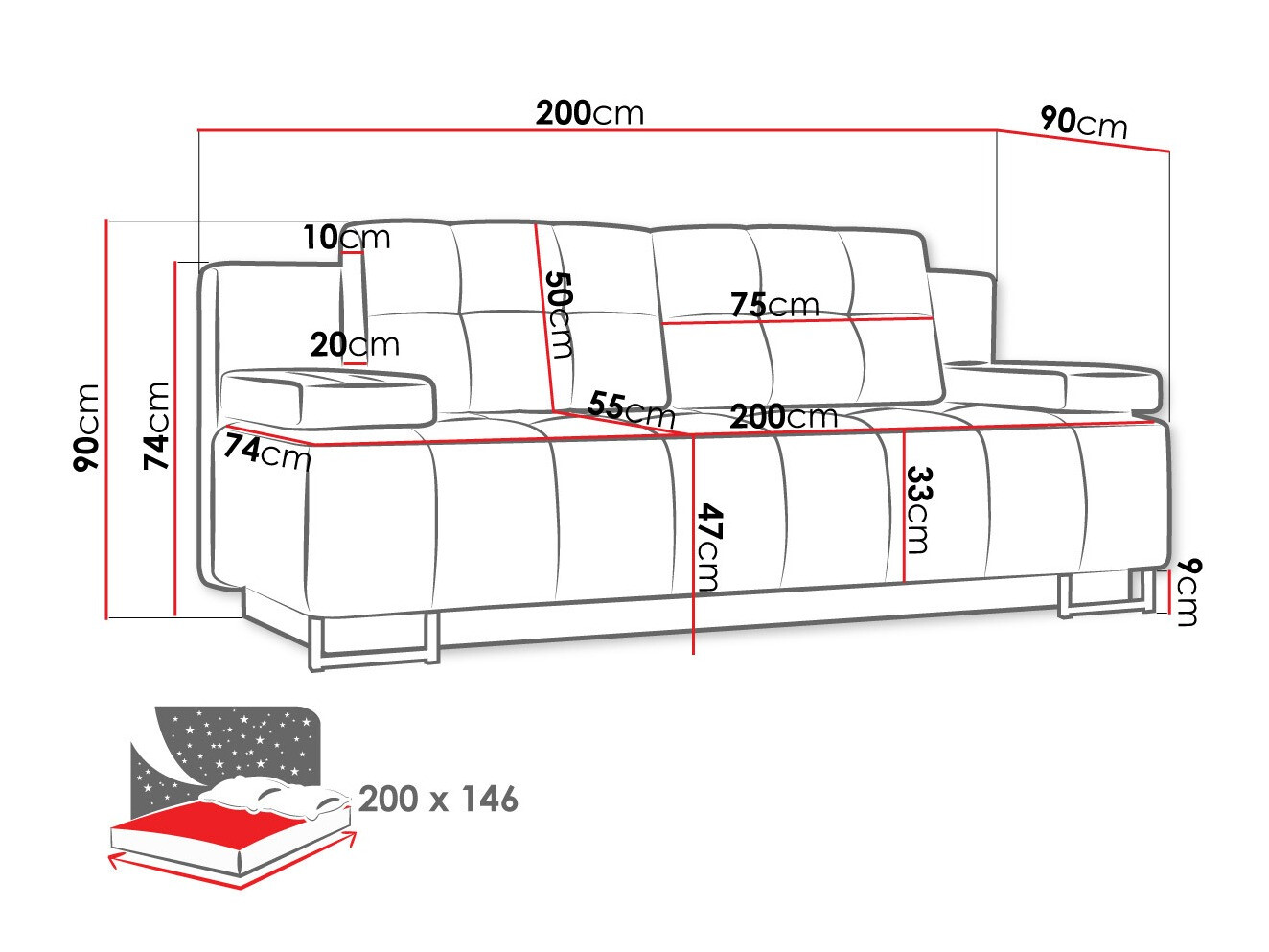 Sofa na razvlačenje Columbus 151 (Lux 06)