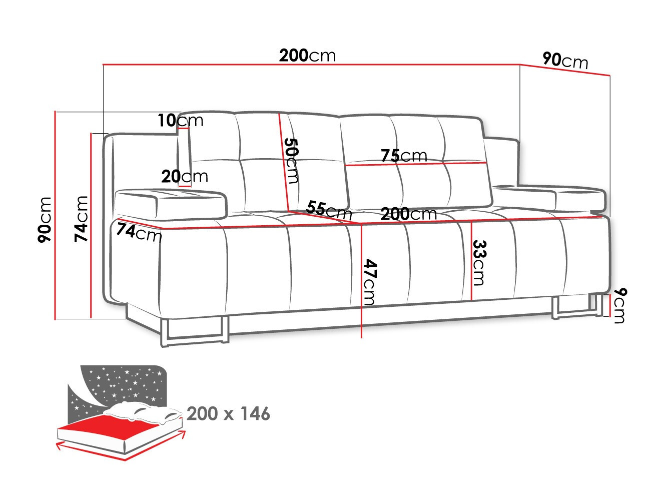 Sofa na razvlačenje Columbus 151 (Lux 11)