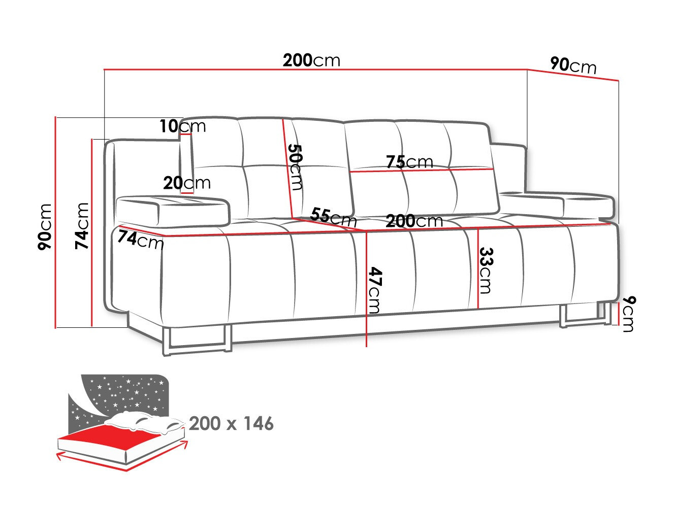 Sofa na razvlačenje Columbus 151 (Lux 34)