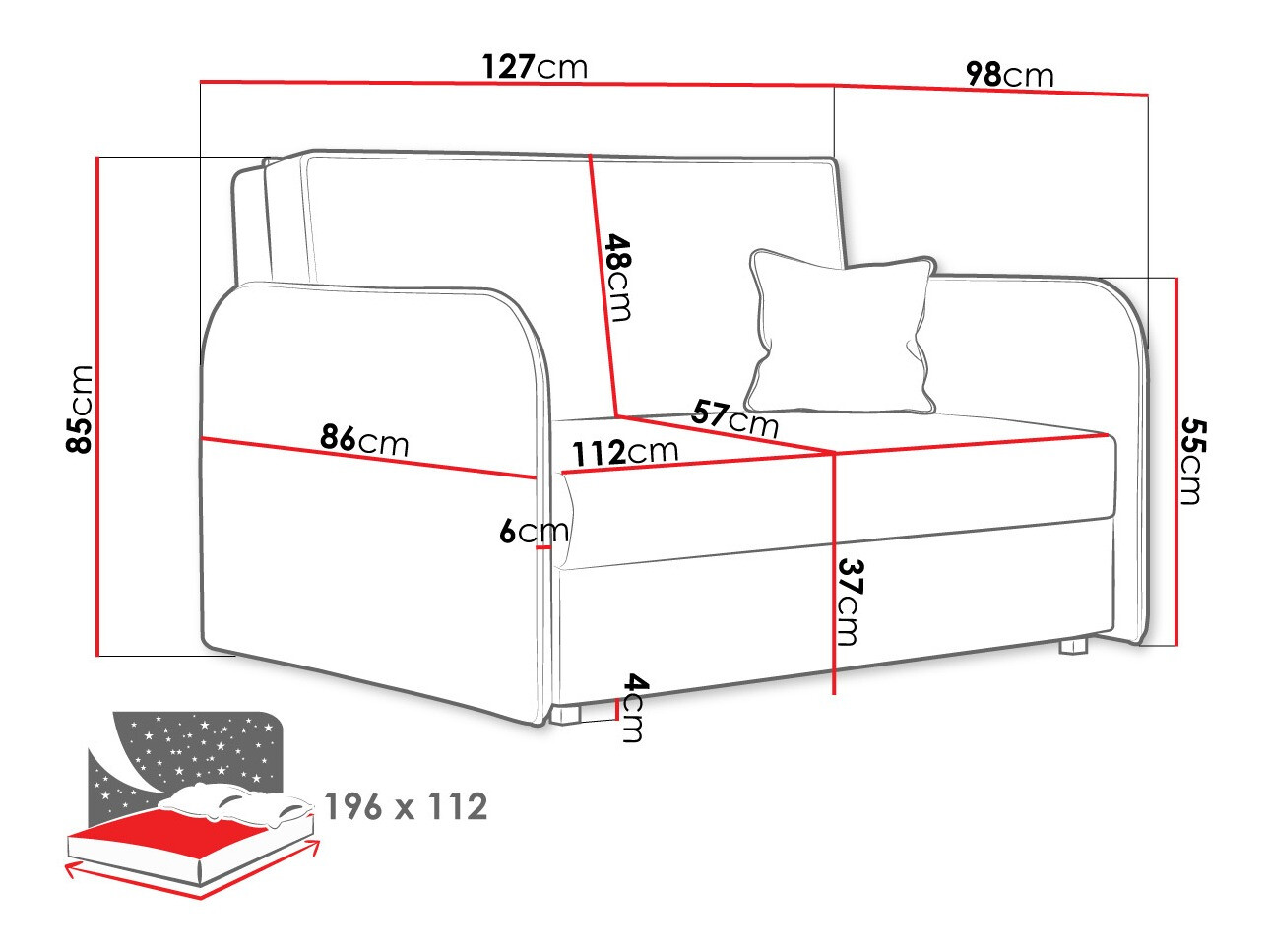 Sofa na razvlačenje Lirael II (Mono 232)