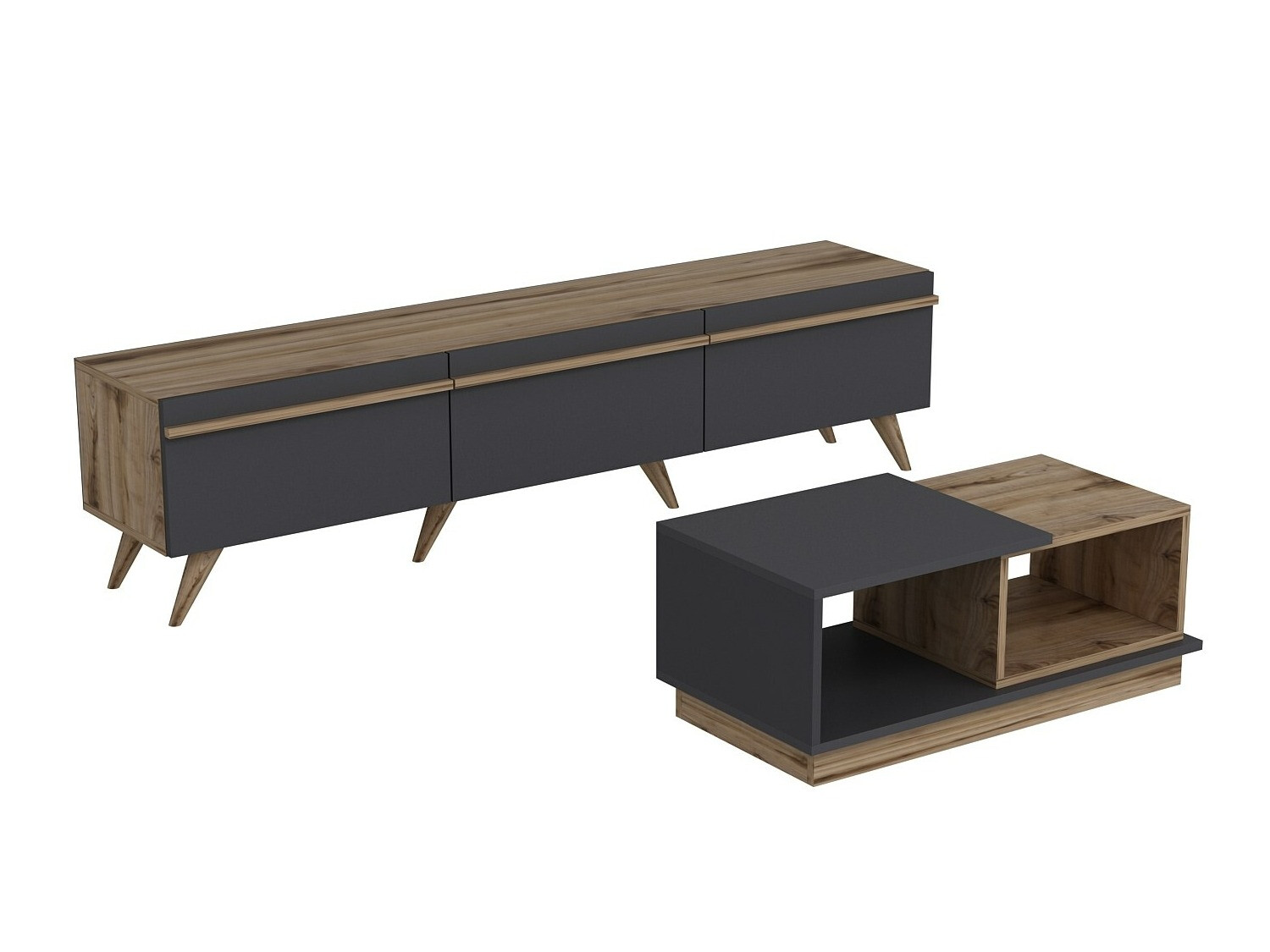 Set za dnevnu sobu Kailua 1705 (Antracit + Hrast)