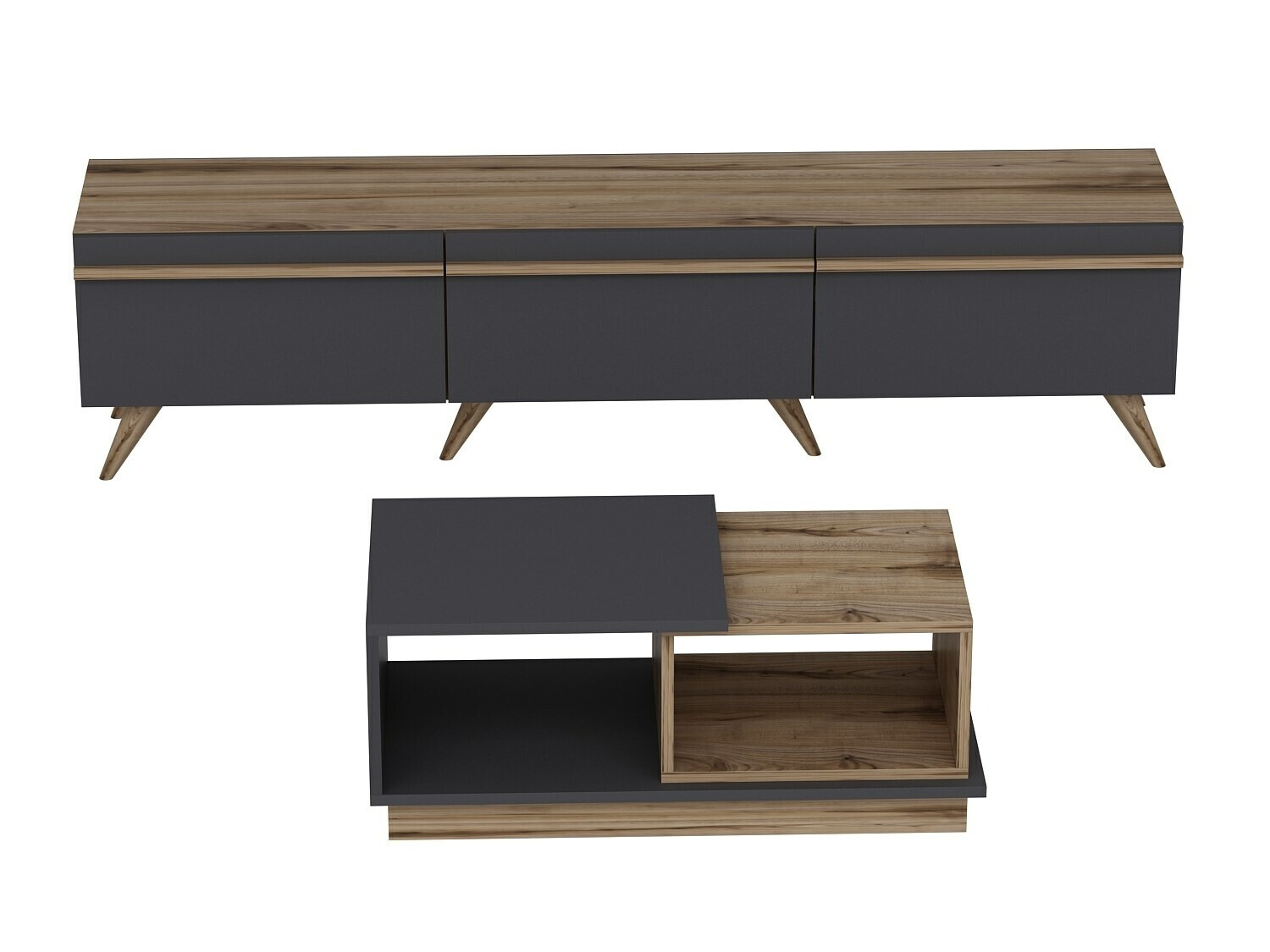 Set za dnevnu sobu Kailua 1705 (Antracit + Hrast)