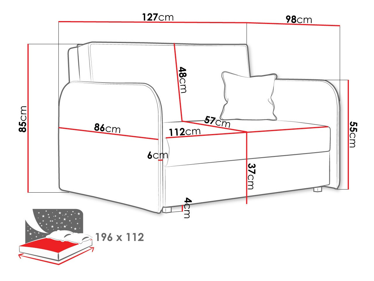 Sofa na razvlačenje Lirael II (Mono 244)